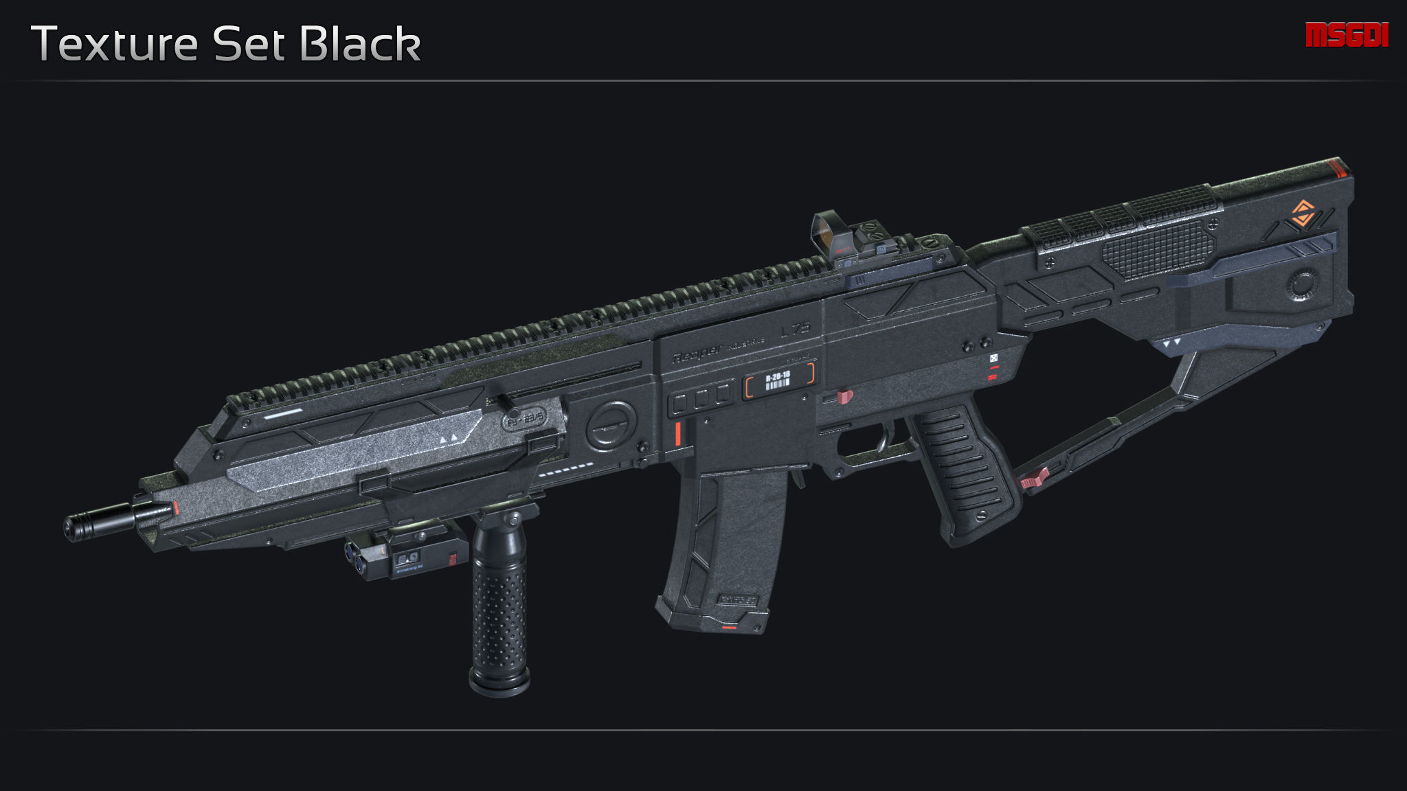 Scifi Assault Rifle L 75 Low-poly 3D model_10