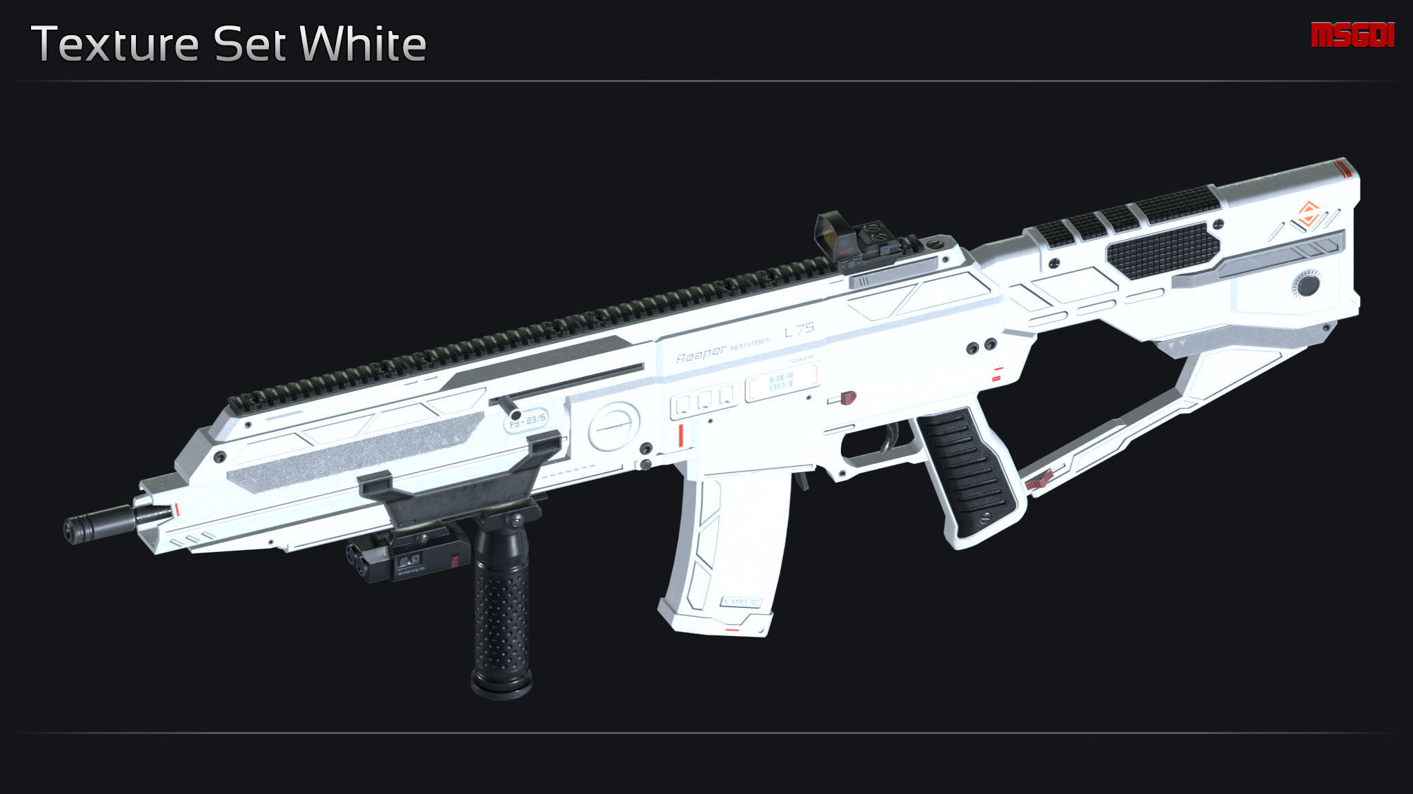 Scifi Assault Rifle L 75 Low-poly 3D model_14