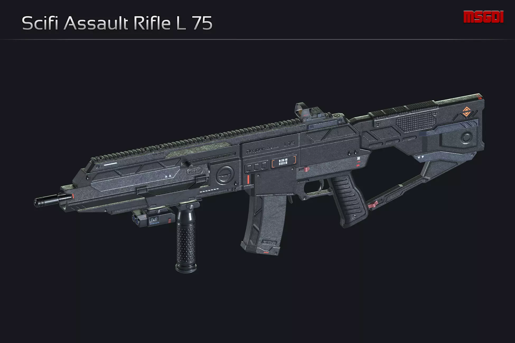 Scifi Assault Rifle L 75 Low-poly 3D model_0