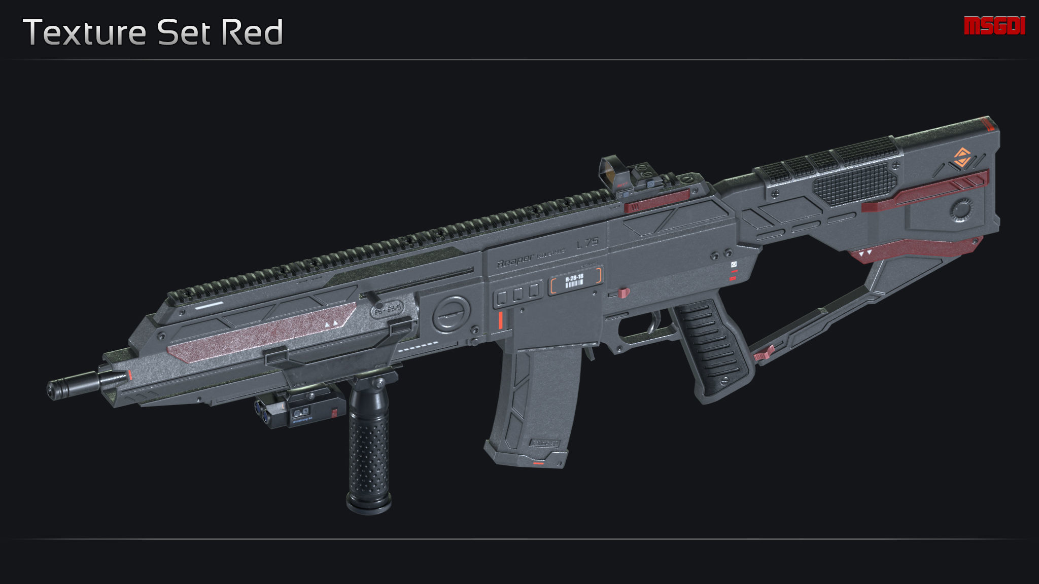 Scifi Assault Rifle L 75 Low-poly 3D model_13