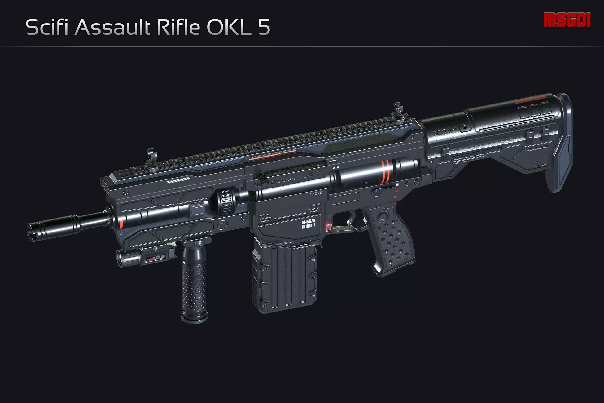 Scifi Assault Rifle OKL 5 Low-poly 3D model_0