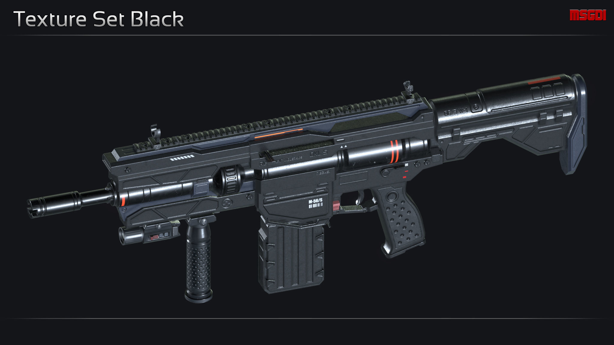 Scifi Assault Rifle OKL 5 Low-poly 3D model_10