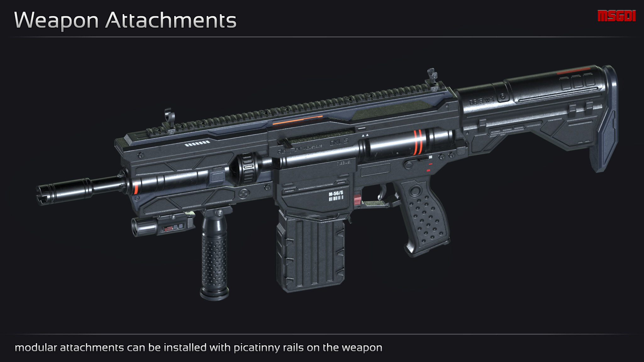 Scifi Assault Rifle OKL 5 Low-poly 3D model_5