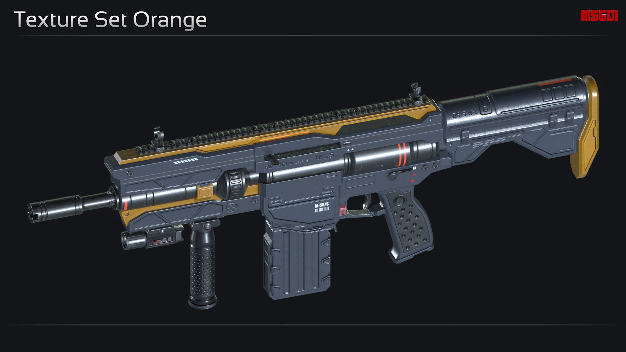 Scifi Assault Rifle OKL 5 Low-poly 3D model_12