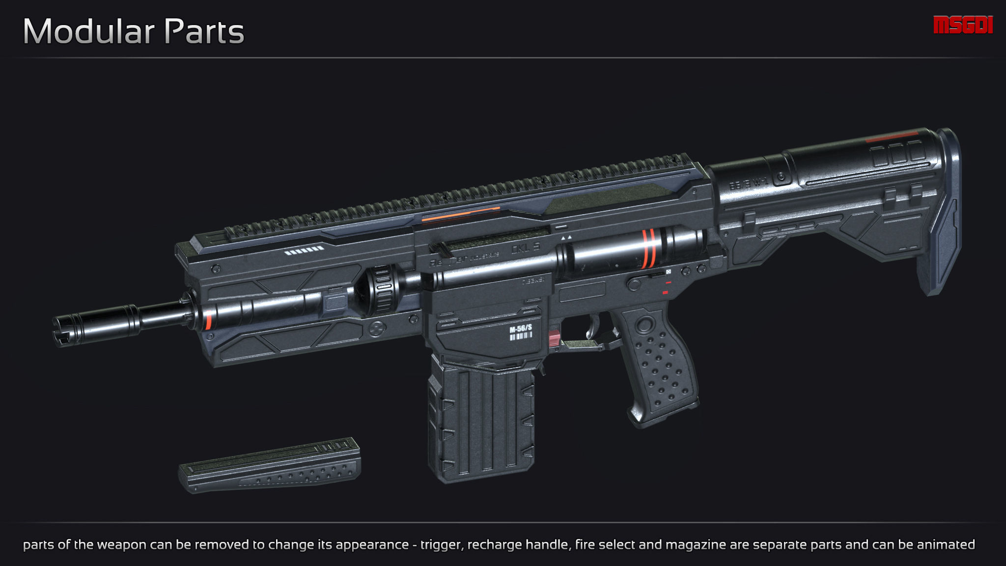 Scifi Assault Rifle OKL 5 Low-poly 3D model_2