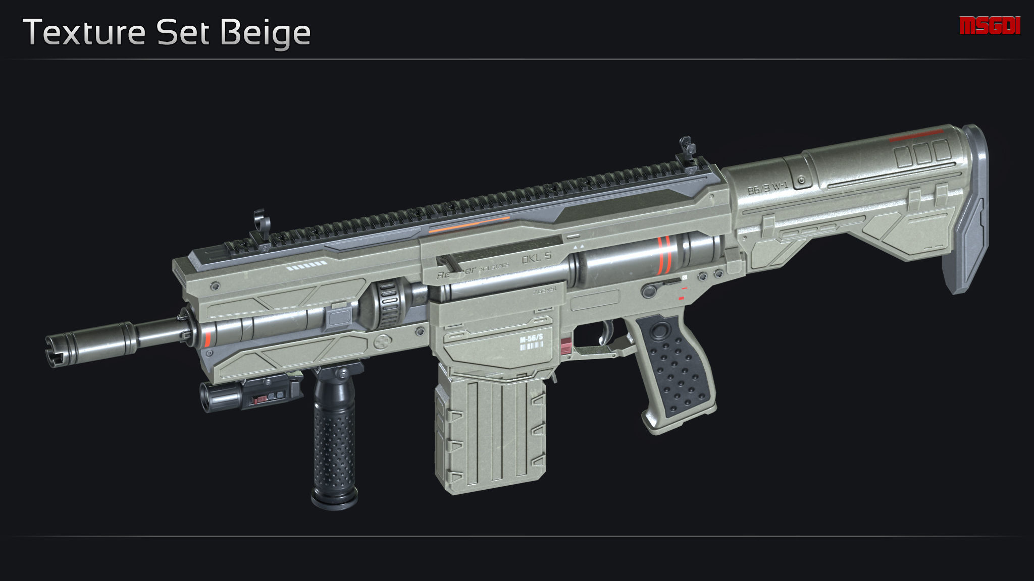 Scifi Assault Rifle OKL 5 Low-poly 3D model_11