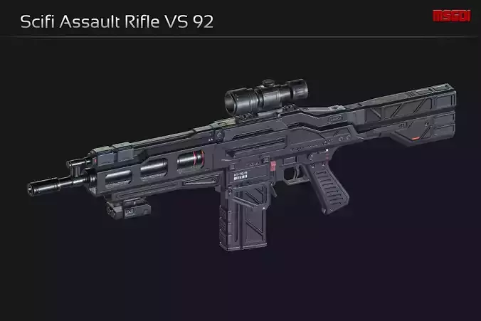 Scifi Assault Rifle VS 92 Low-poly 3D model