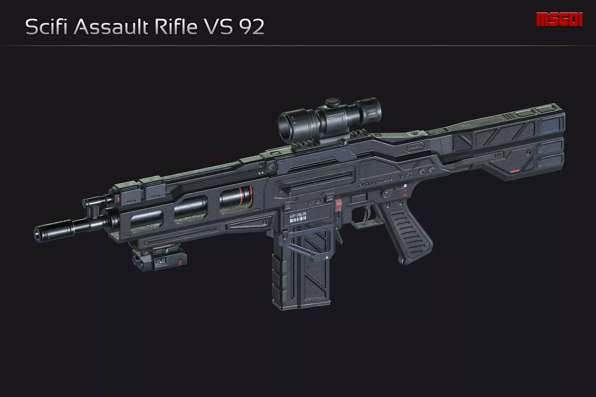Scifi Assault Rifle VS 92 Low-poly 3D model_0