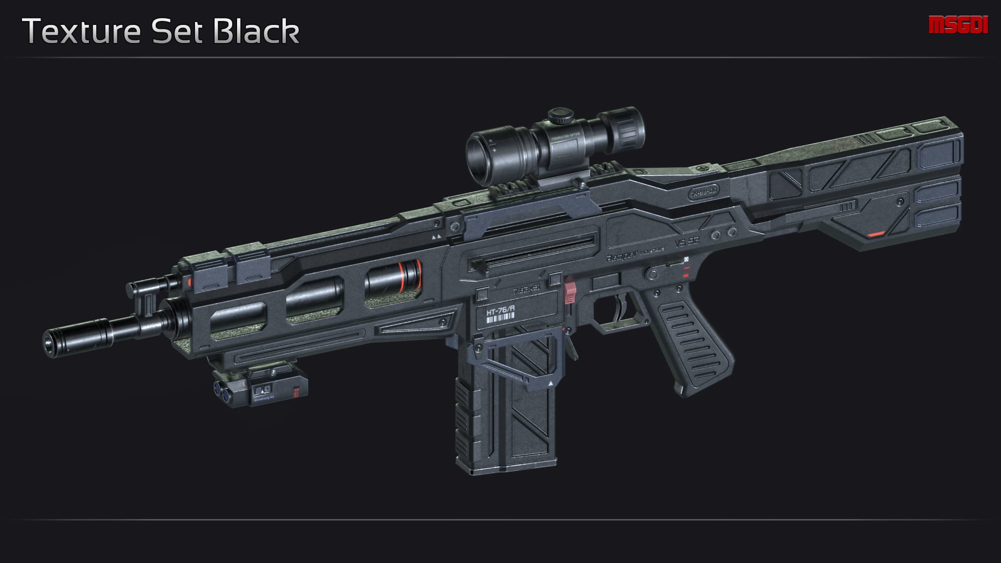 Scifi Assault Rifle VS 92 Low-poly 3D model_10