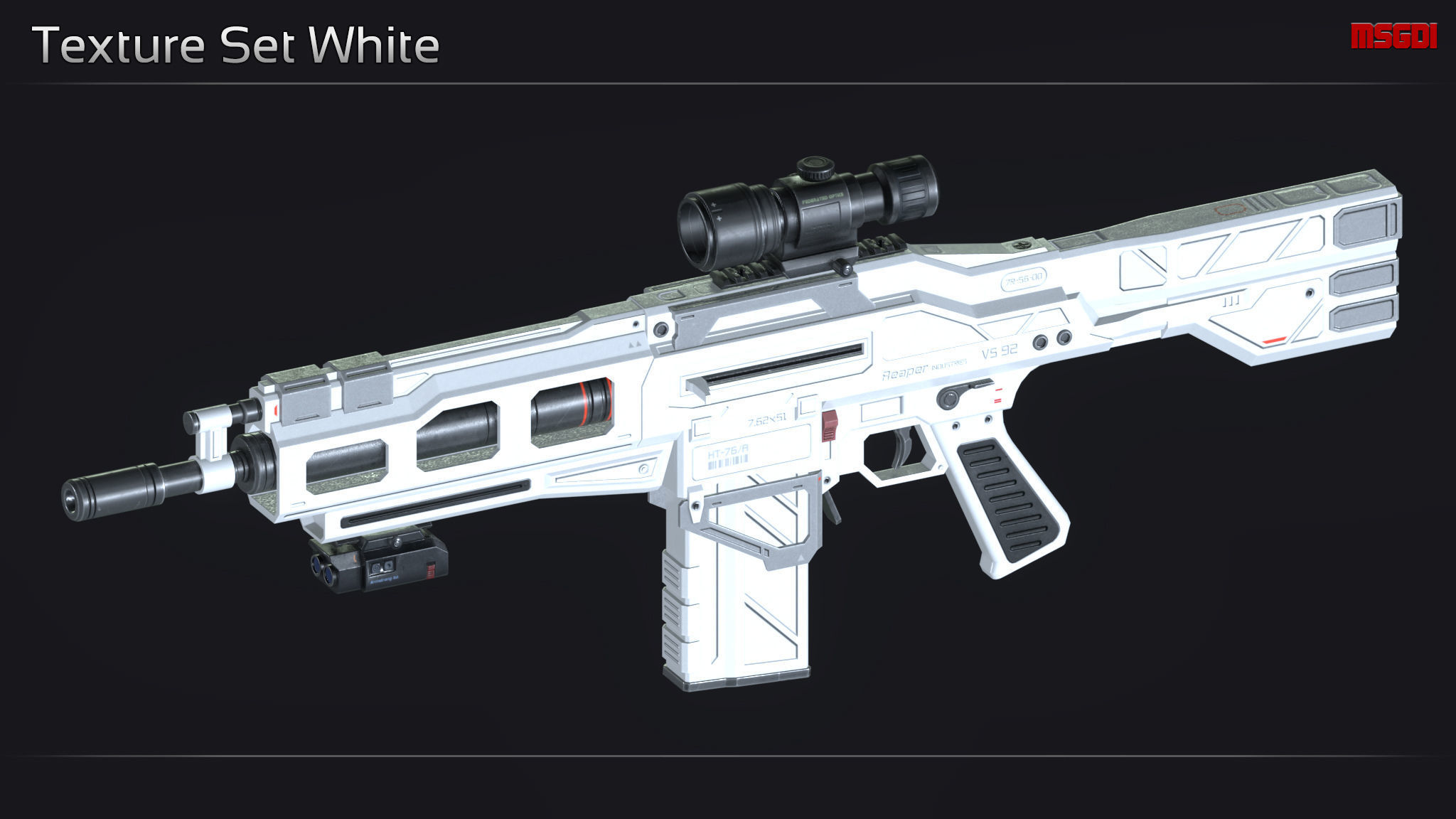 Scifi Assault Rifle VS 92 Low-poly 3D model_14