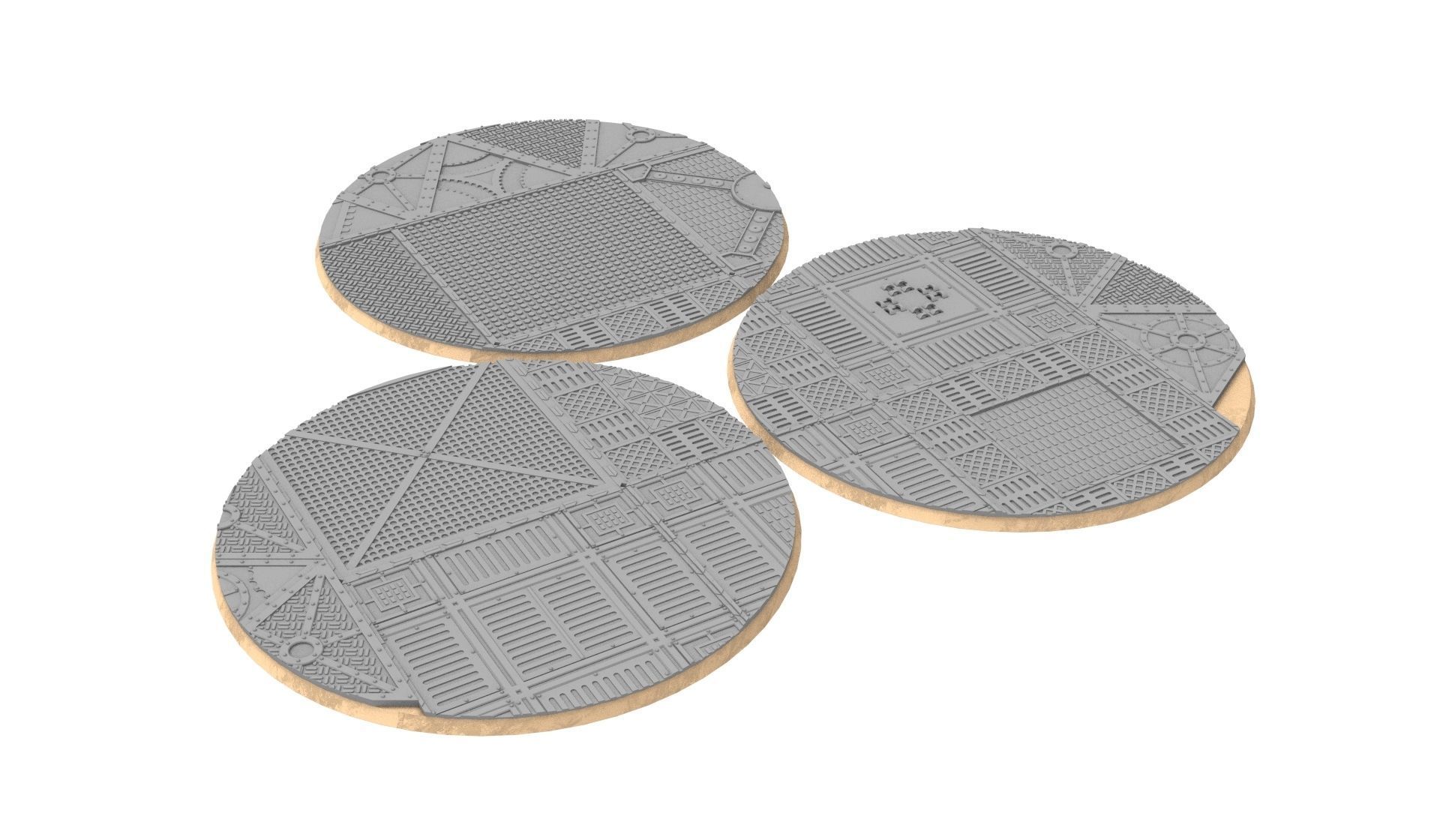 x1000 Round Oval Square Rectangular Hexagonal industrial bases 3D print model_19
