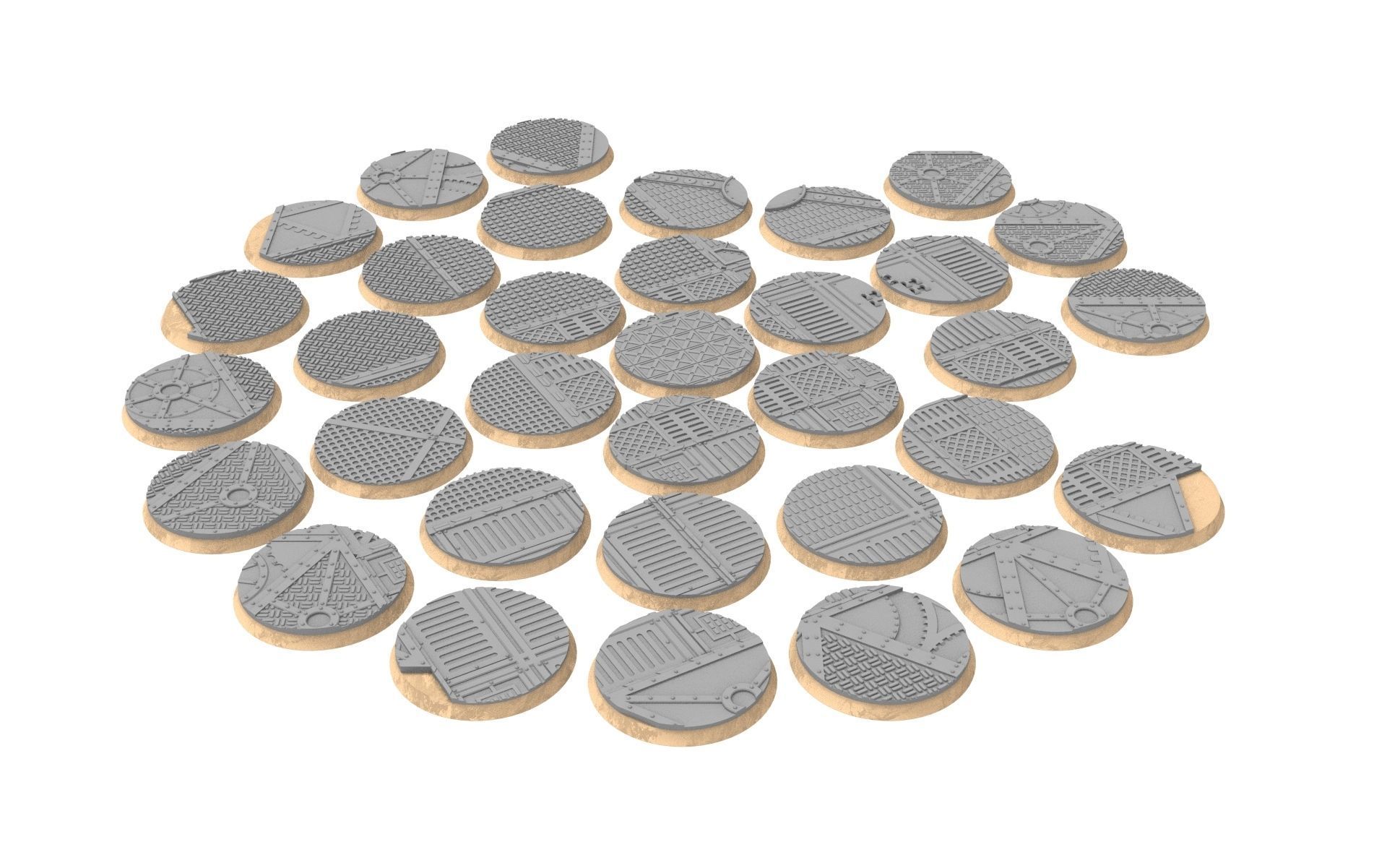 x1000 Round Oval Square Rectangular Hexagonal industrial bases 3D print model_23