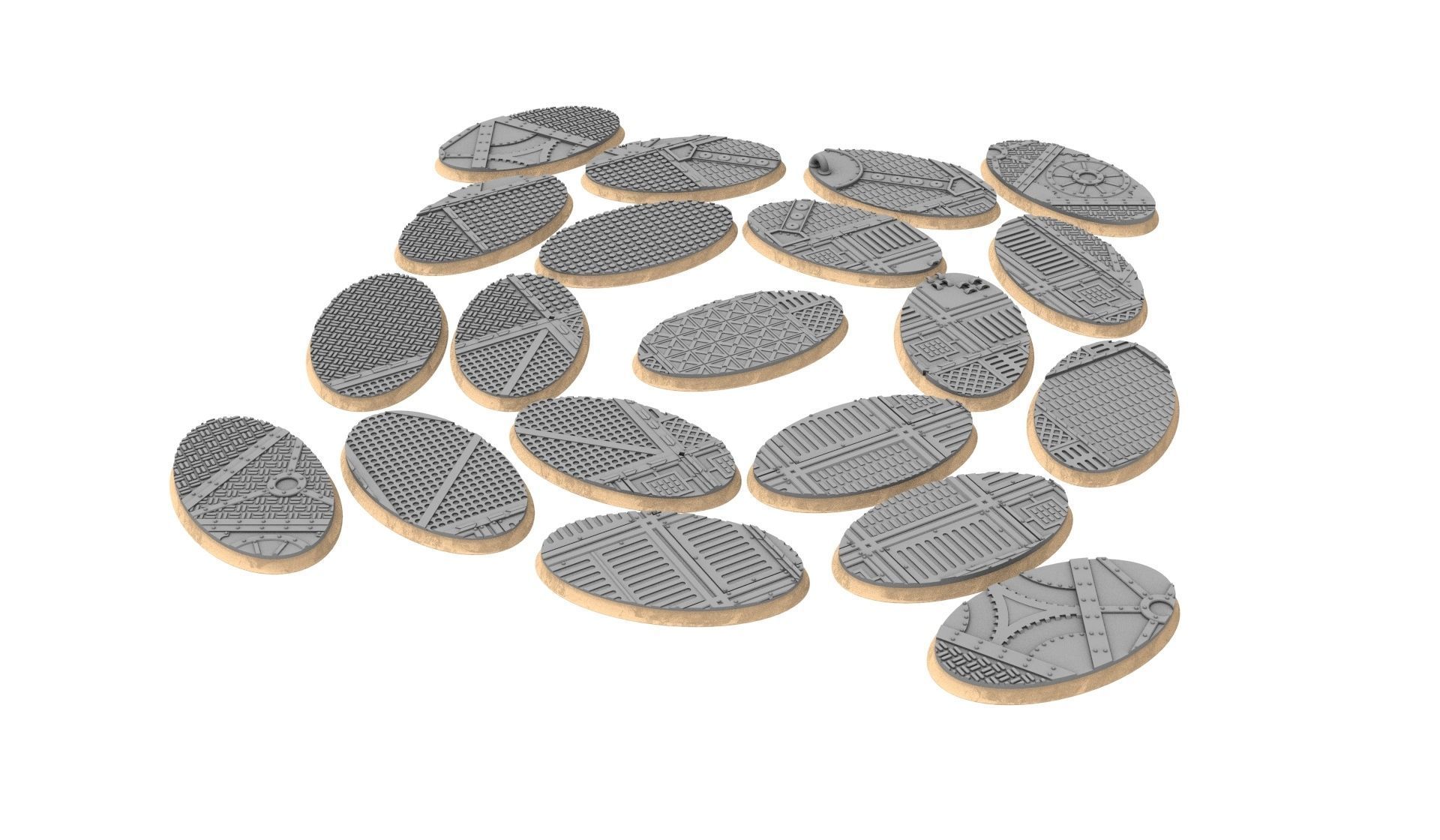 x1000 Round Oval Square Rectangular Hexagonal industrial bases 3D print model_11
