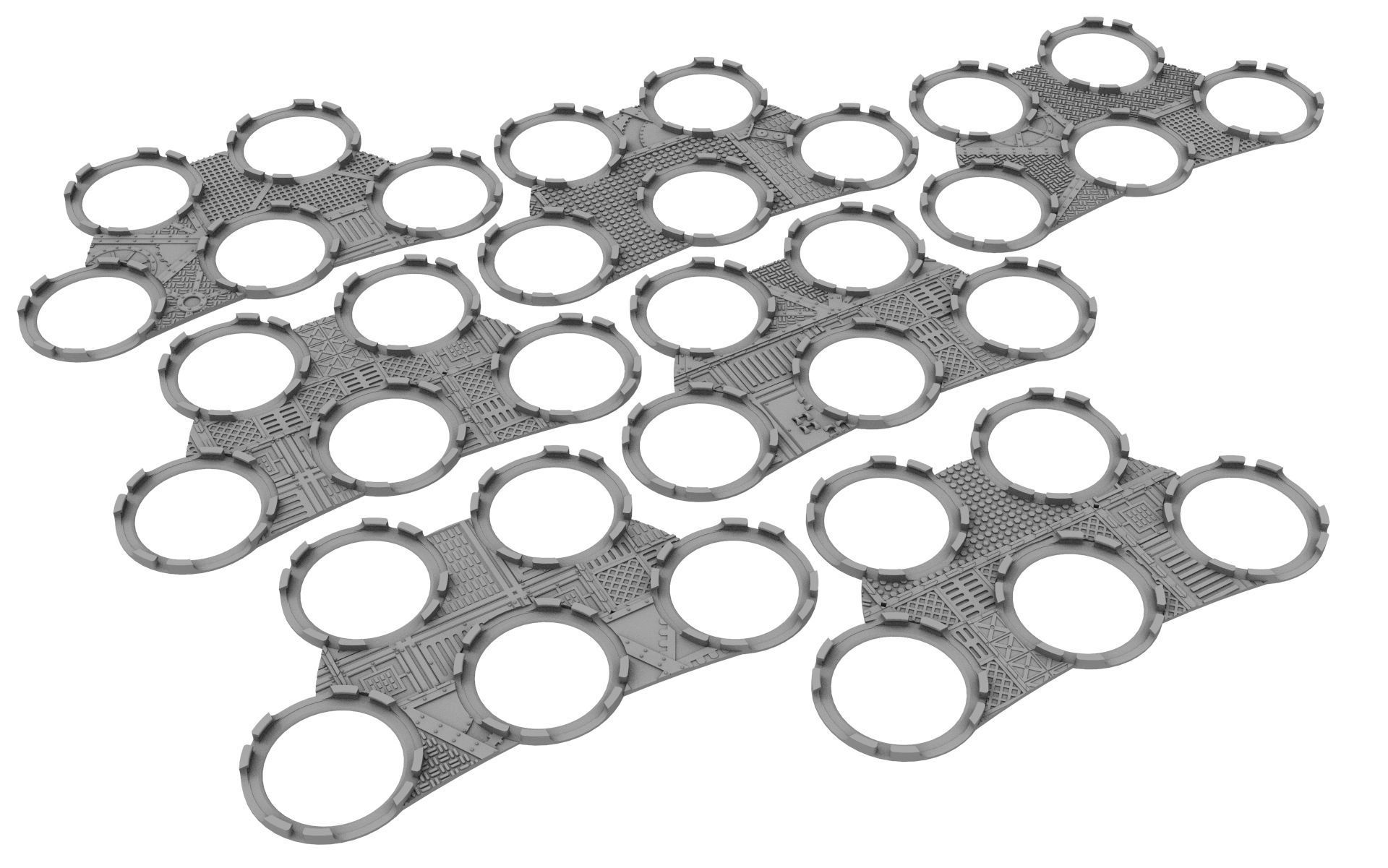x1000 Round Oval Square Rectangular Hexagonal industrial bases 3D print model_49