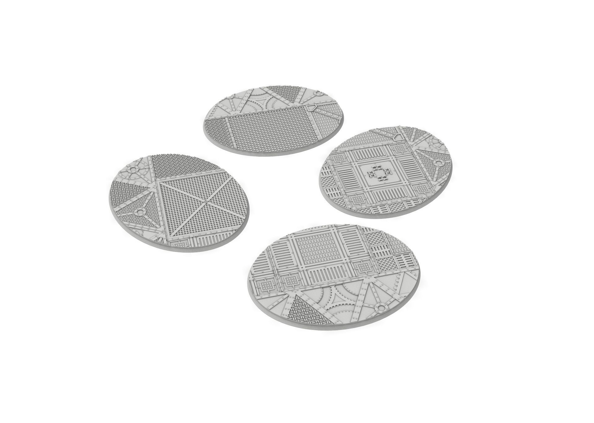 x1000 Round Oval Square Rectangular Hexagonal industrial bases 3D print model_8