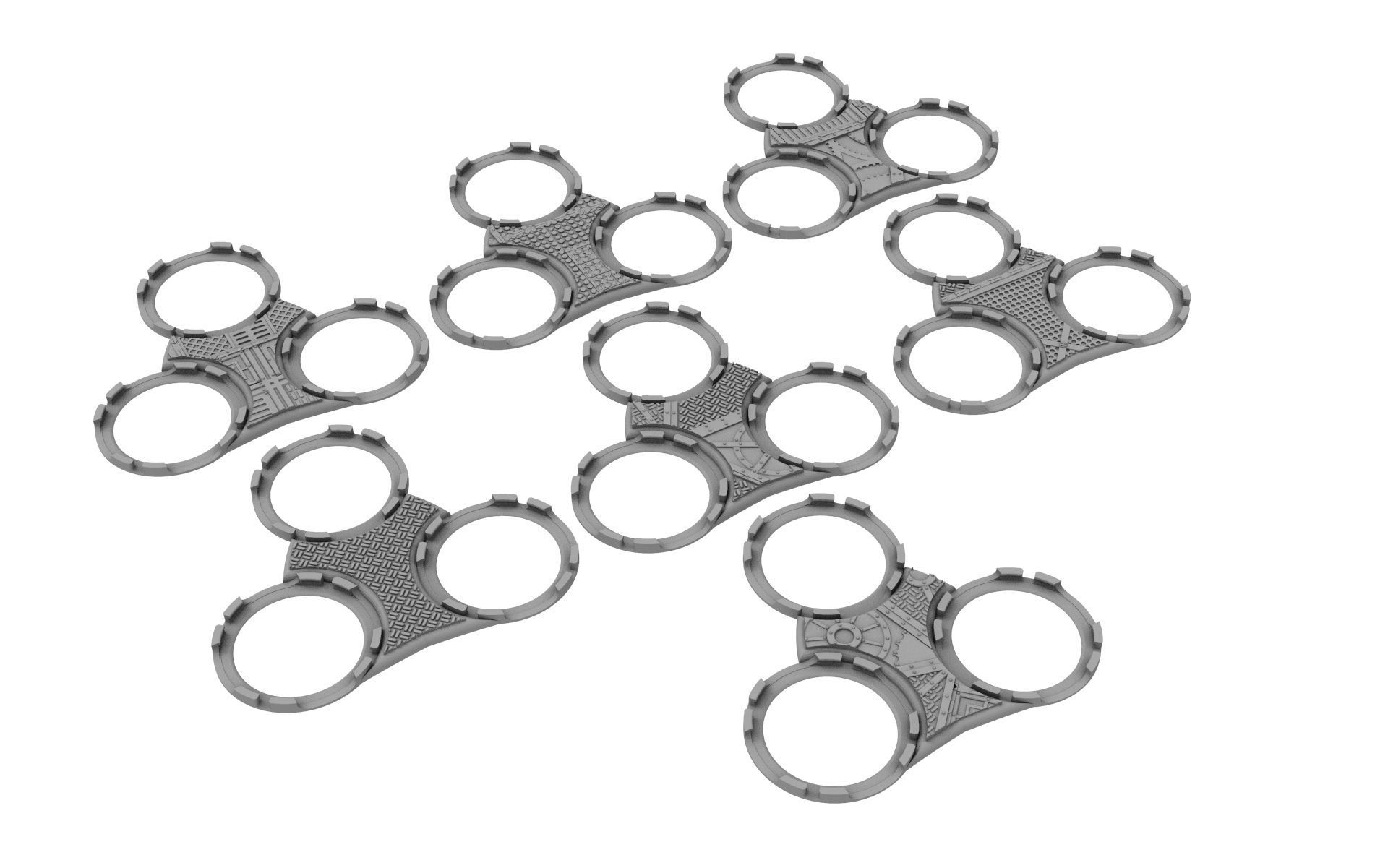 x1000 Round Oval Square Rectangular Hexagonal industrial bases 3D print model_43