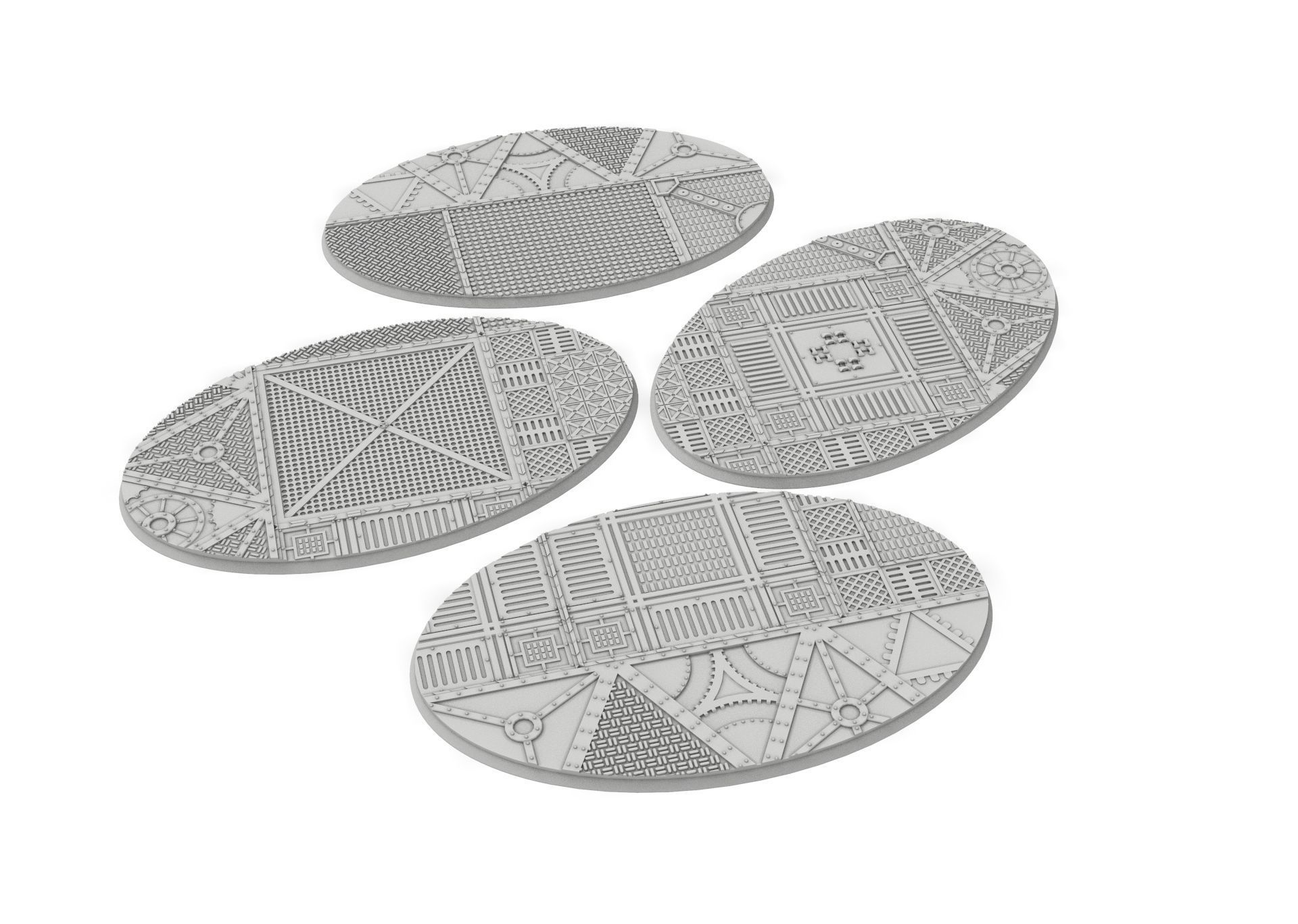 x1000 Round Oval Square Rectangular Hexagonal industrial bases 3D print model_9