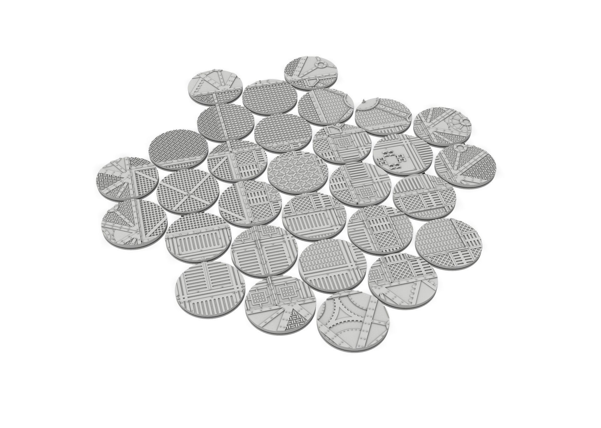 x1000 Round Oval Square Rectangular Hexagonal industrial bases 3D print model_24