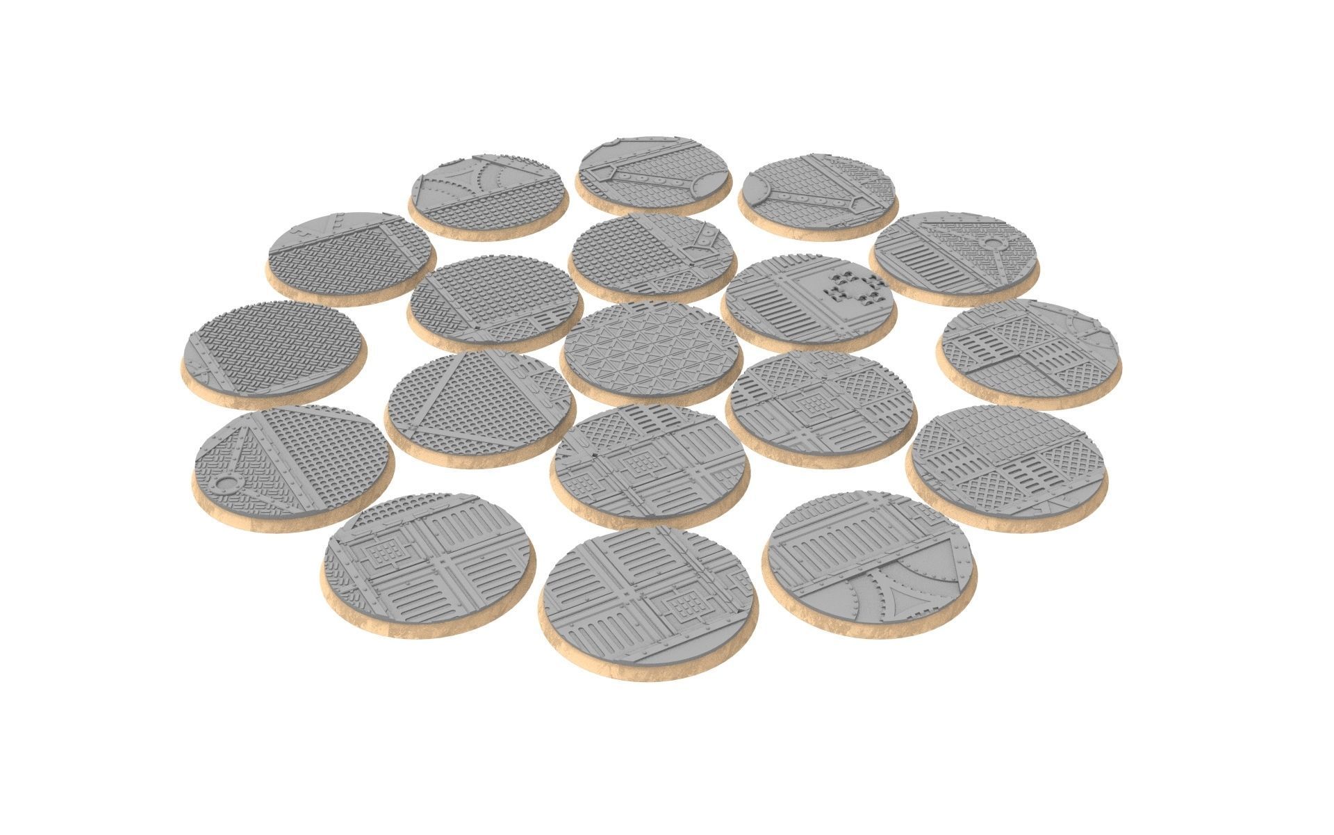 x1000 Round Oval Square Rectangular Hexagonal industrial bases 3D print model_20