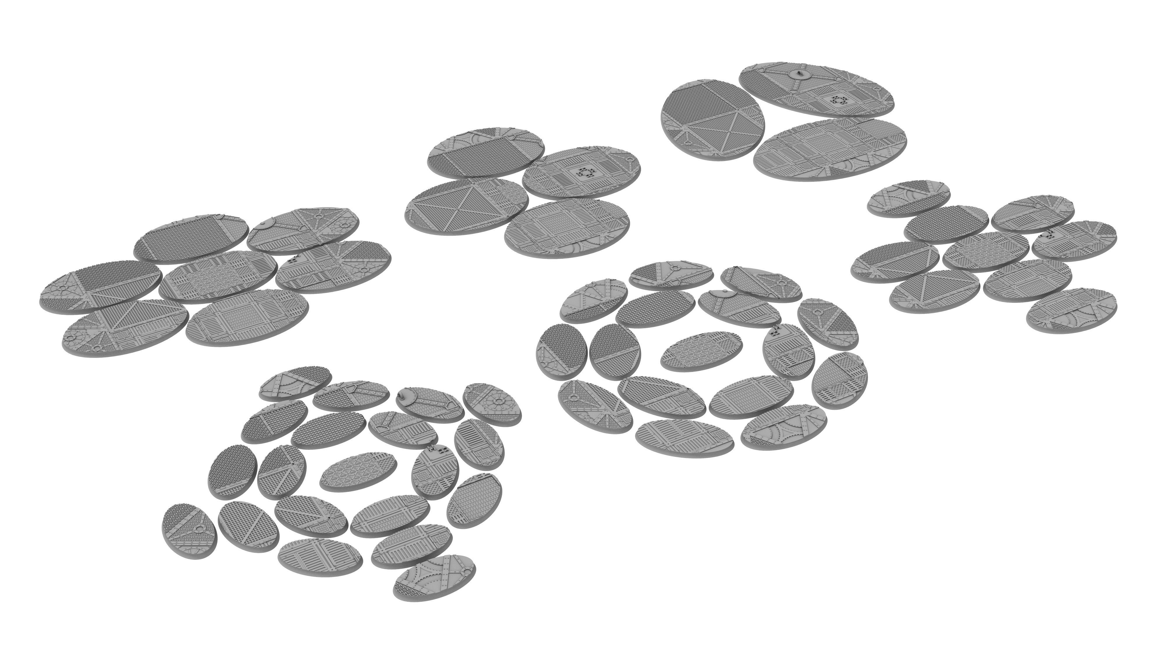 x1000 Round Oval Square Rectangular Hexagonal industrial bases 3D print model_14