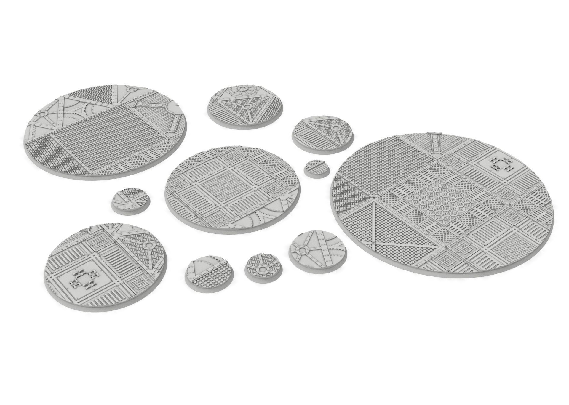x1000 Round Oval Square Rectangular Hexagonal industrial bases 3D print model_2