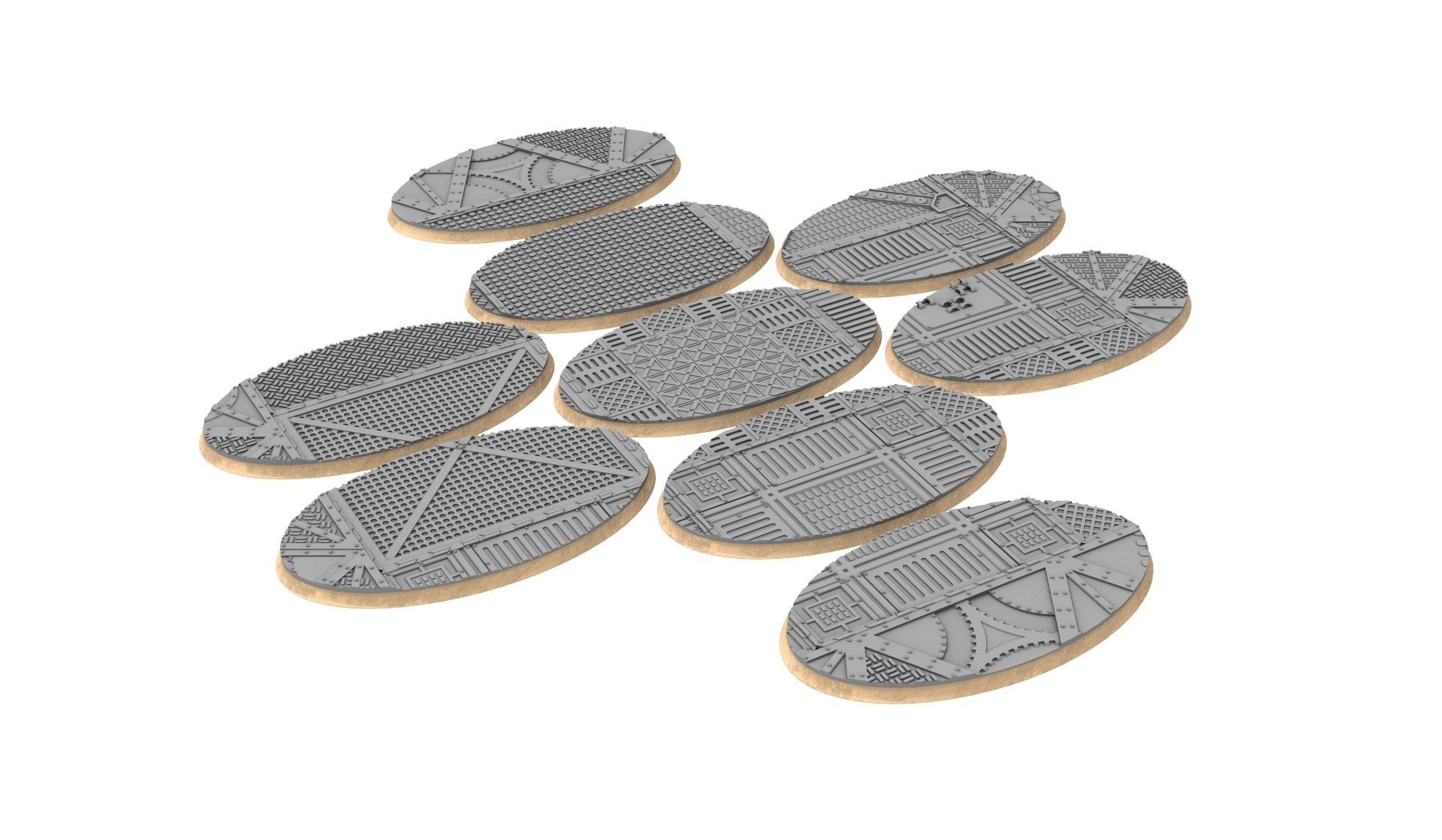 x1000 Round Oval Square Rectangular Hexagonal industrial bases 3D print model_13