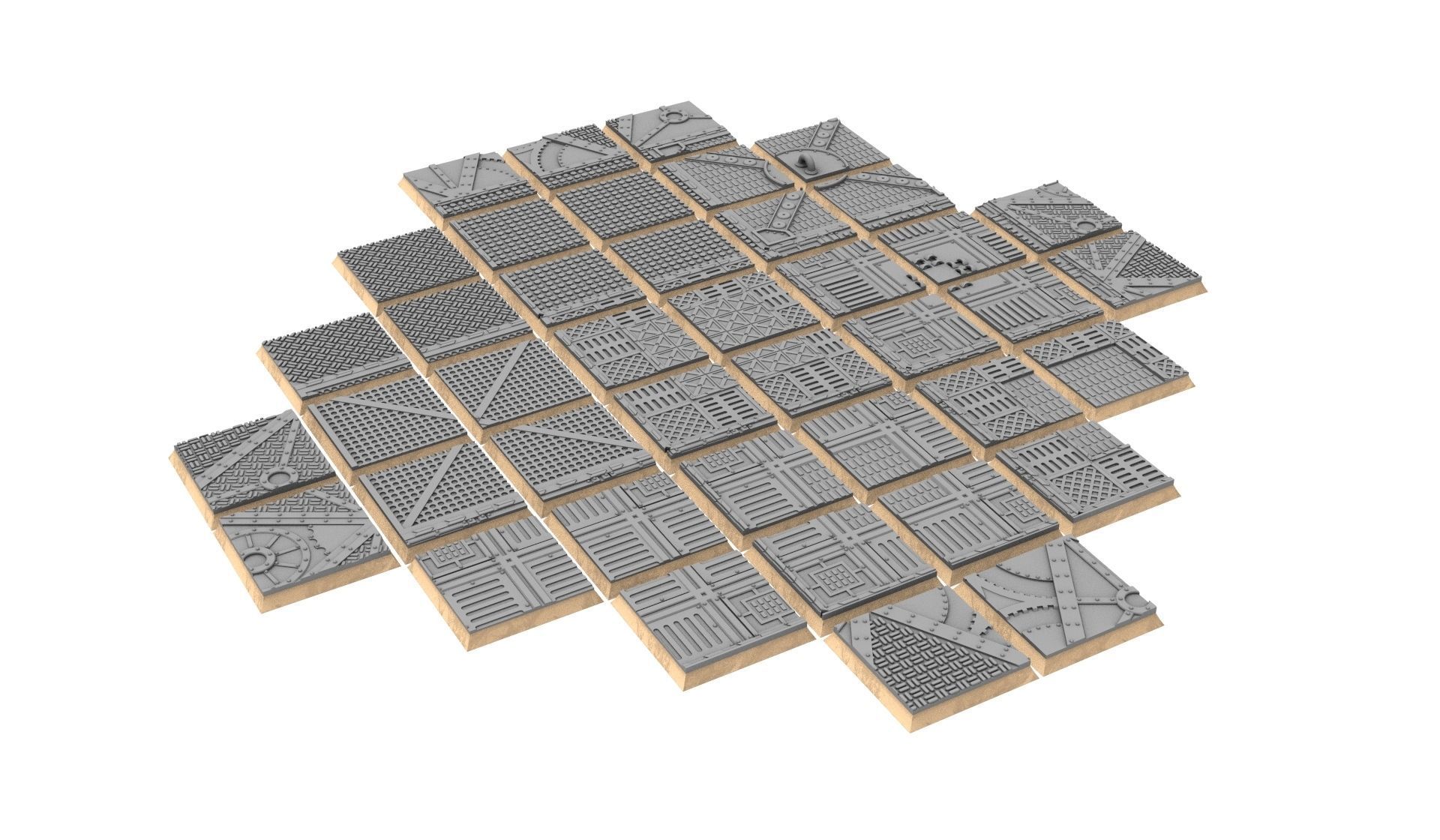 x1000 Round Oval Square Rectangular Hexagonal industrial bases 3D print model_33