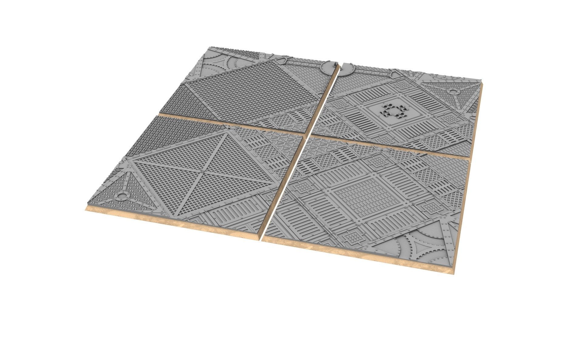 x1000 Round Oval Square Rectangular Hexagonal industrial bases 3D print model_30