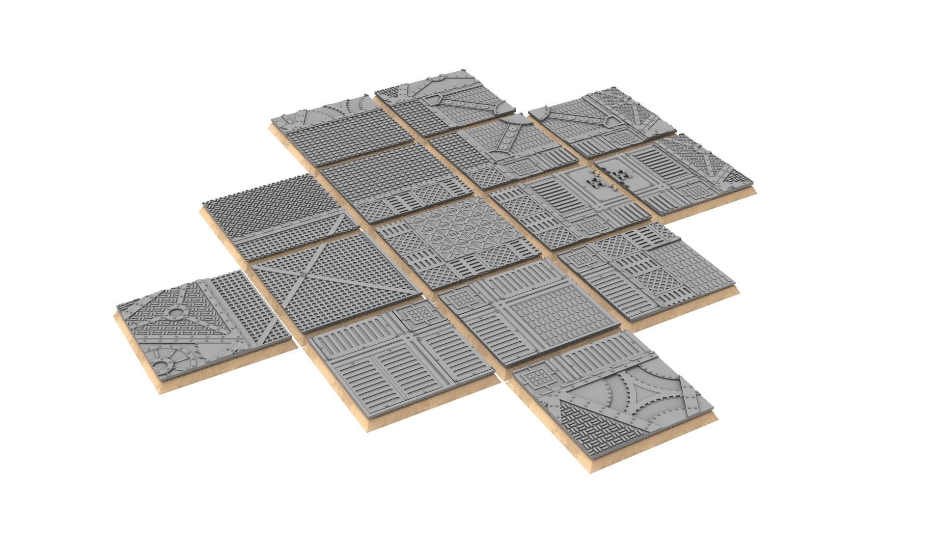 x1000 Round Oval Square Rectangular Hexagonal industrial bases 3D print model_29