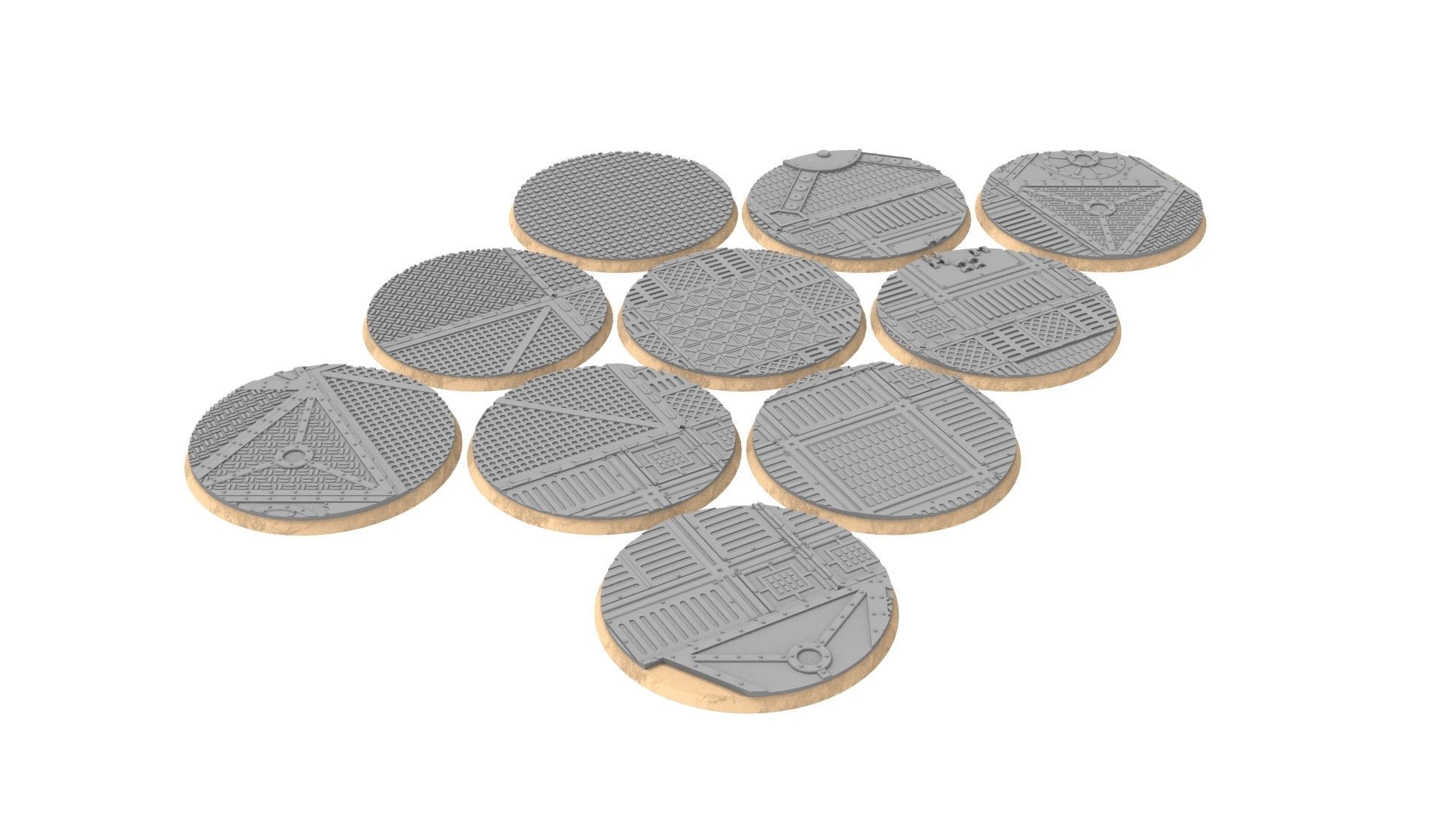 x1000 Round Oval Square Rectangular Hexagonal industrial bases 3D print model_17