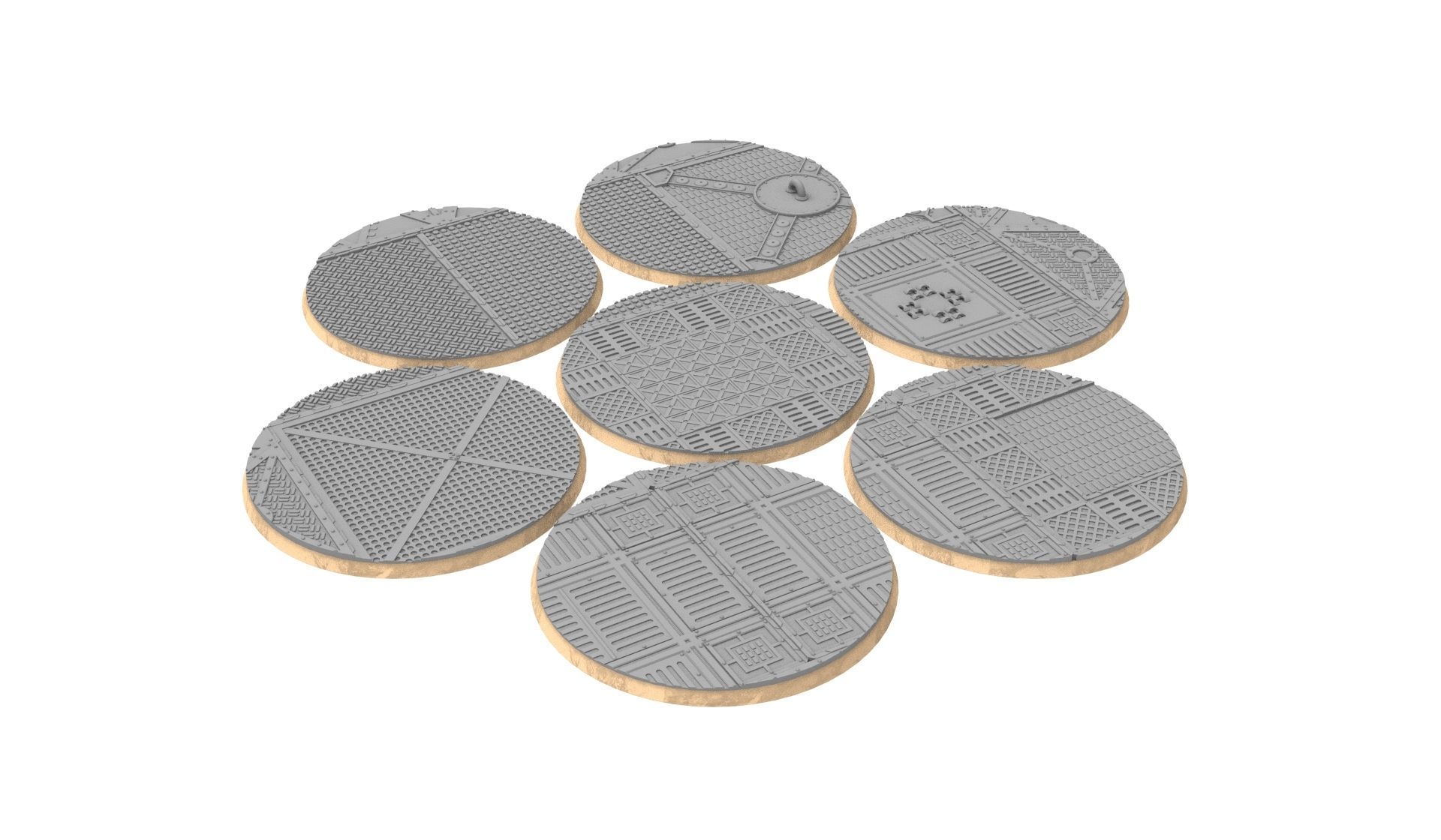 x1000 Round Oval Square Rectangular Hexagonal industrial bases 3D print model_18