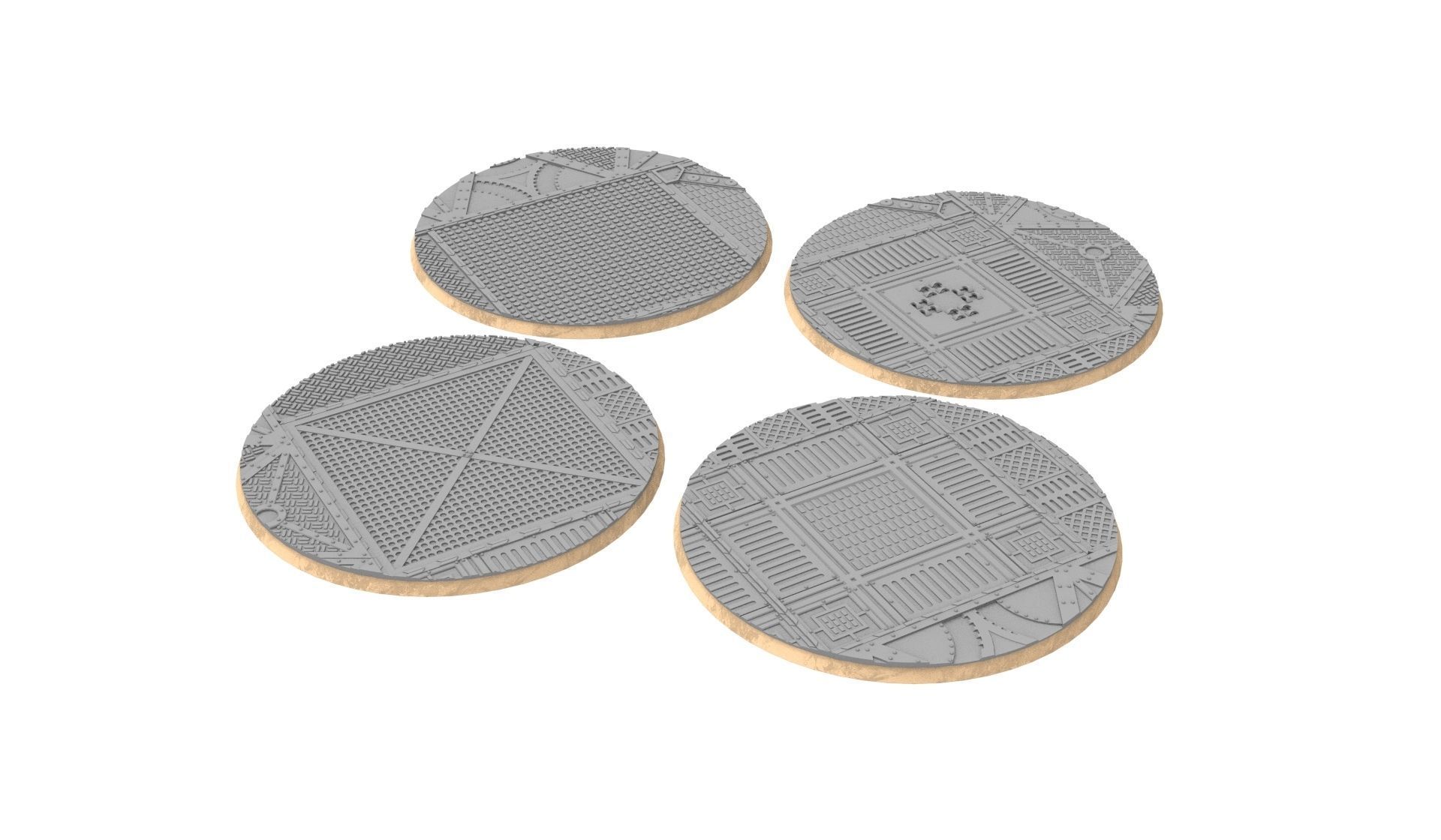 x1000 Round Oval Square Rectangular Hexagonal industrial bases 3D print model_16