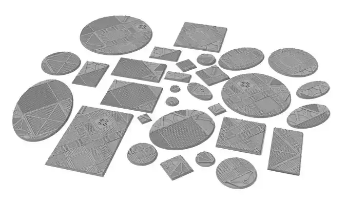 x1000 Round Oval Square Rectangular Hexagonal industrial bases 3D print model