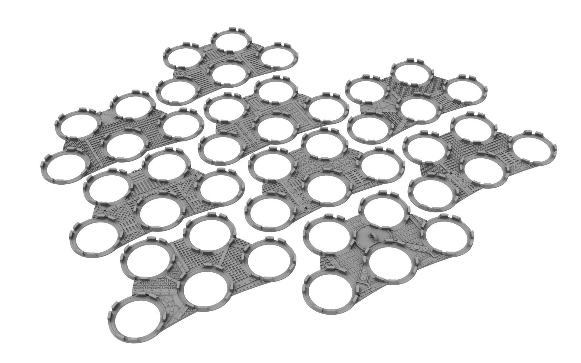 x1000 Round Oval Square Rectangular Hexagonal industrial bases 3D print model_47