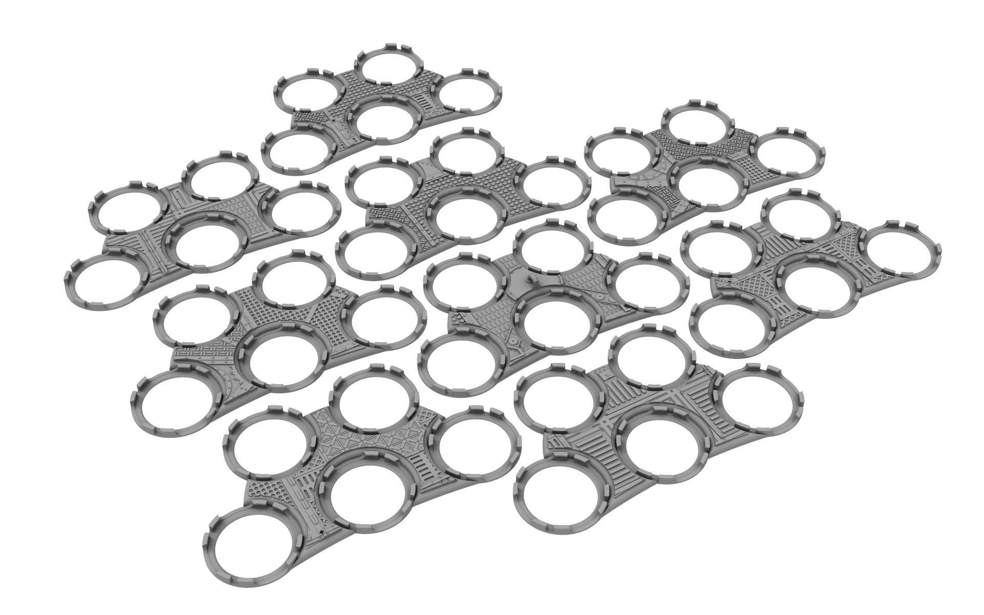 x1000 Round Oval Square Rectangular Hexagonal industrial bases 3D print model_48