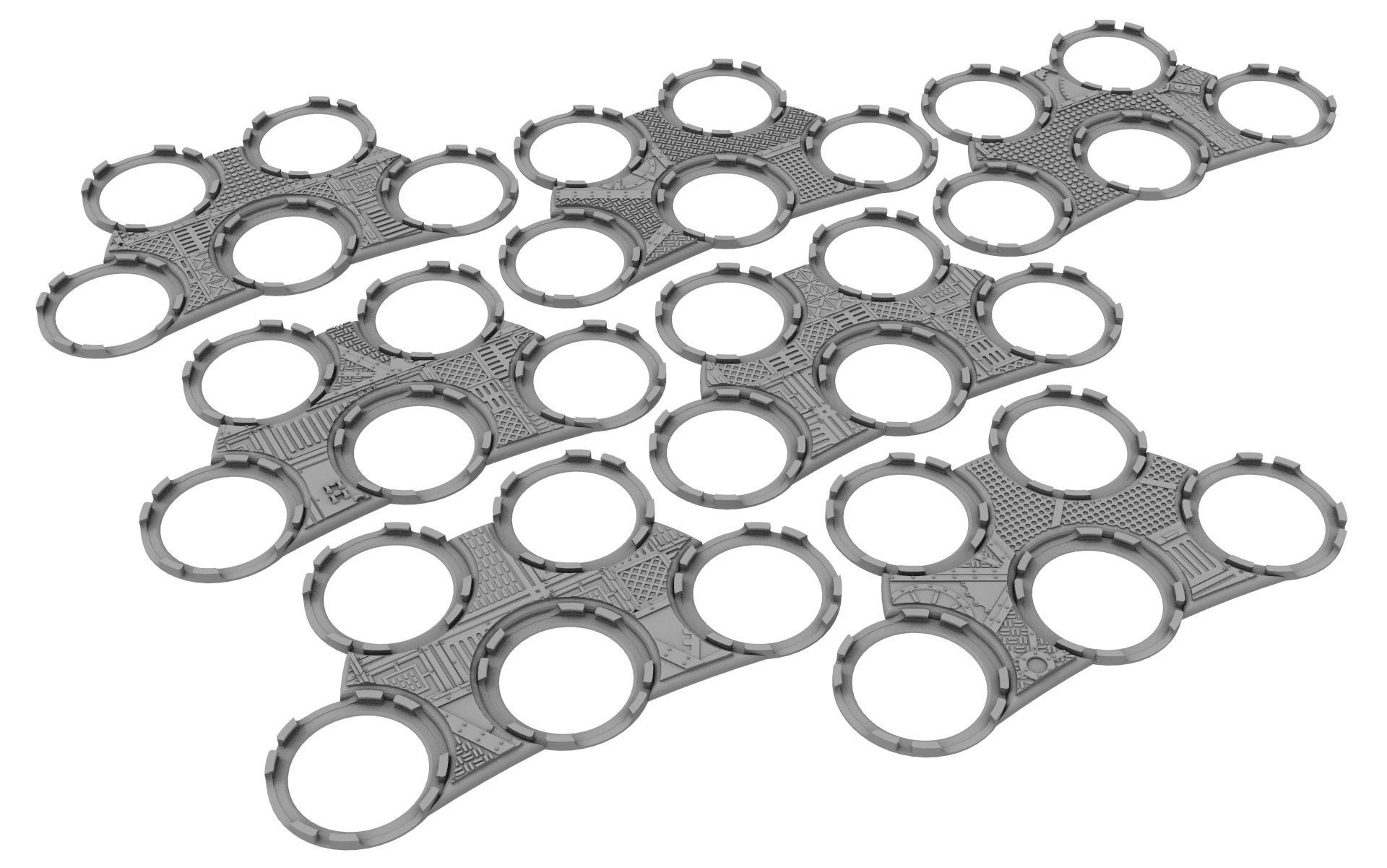 x1000 Round Oval Square Rectangular Hexagonal industrial bases 3D print model_50