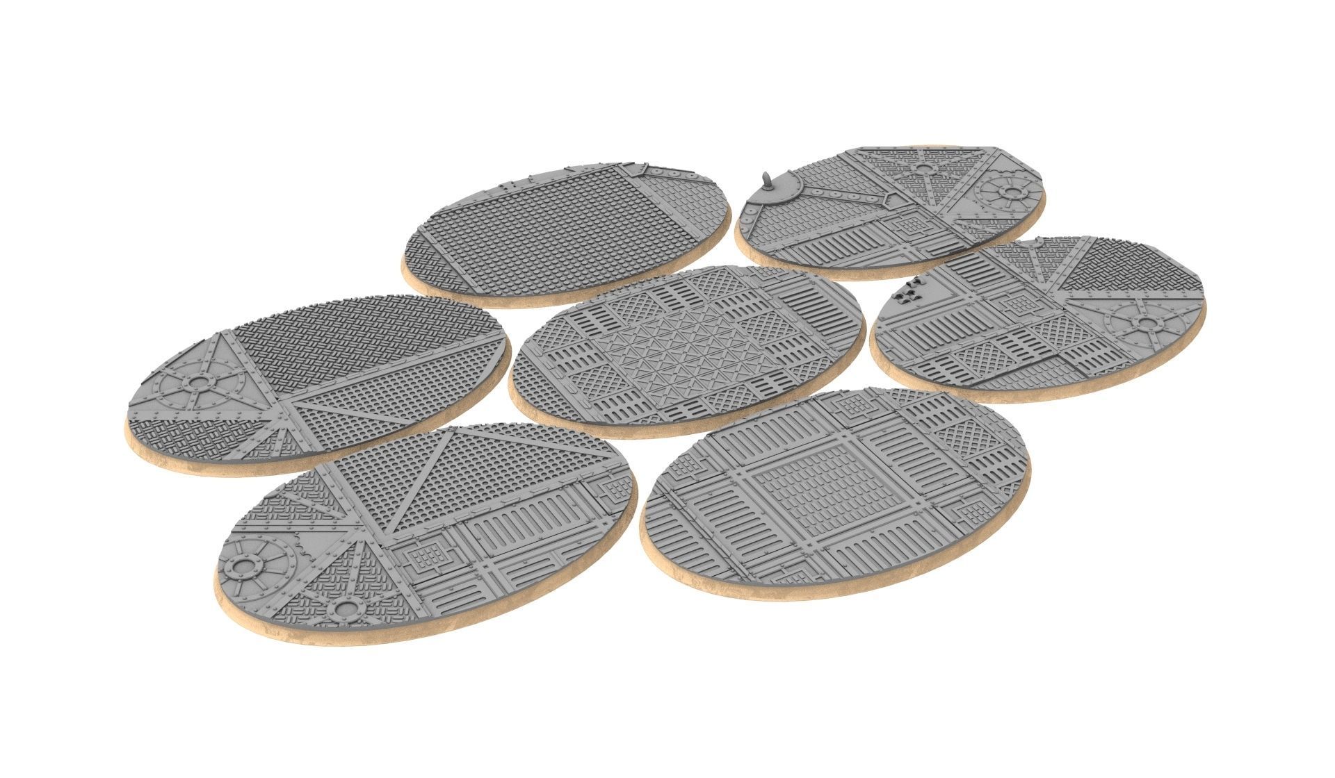 x1000 Round Oval Square Rectangular Hexagonal industrial bases 3D print model_6