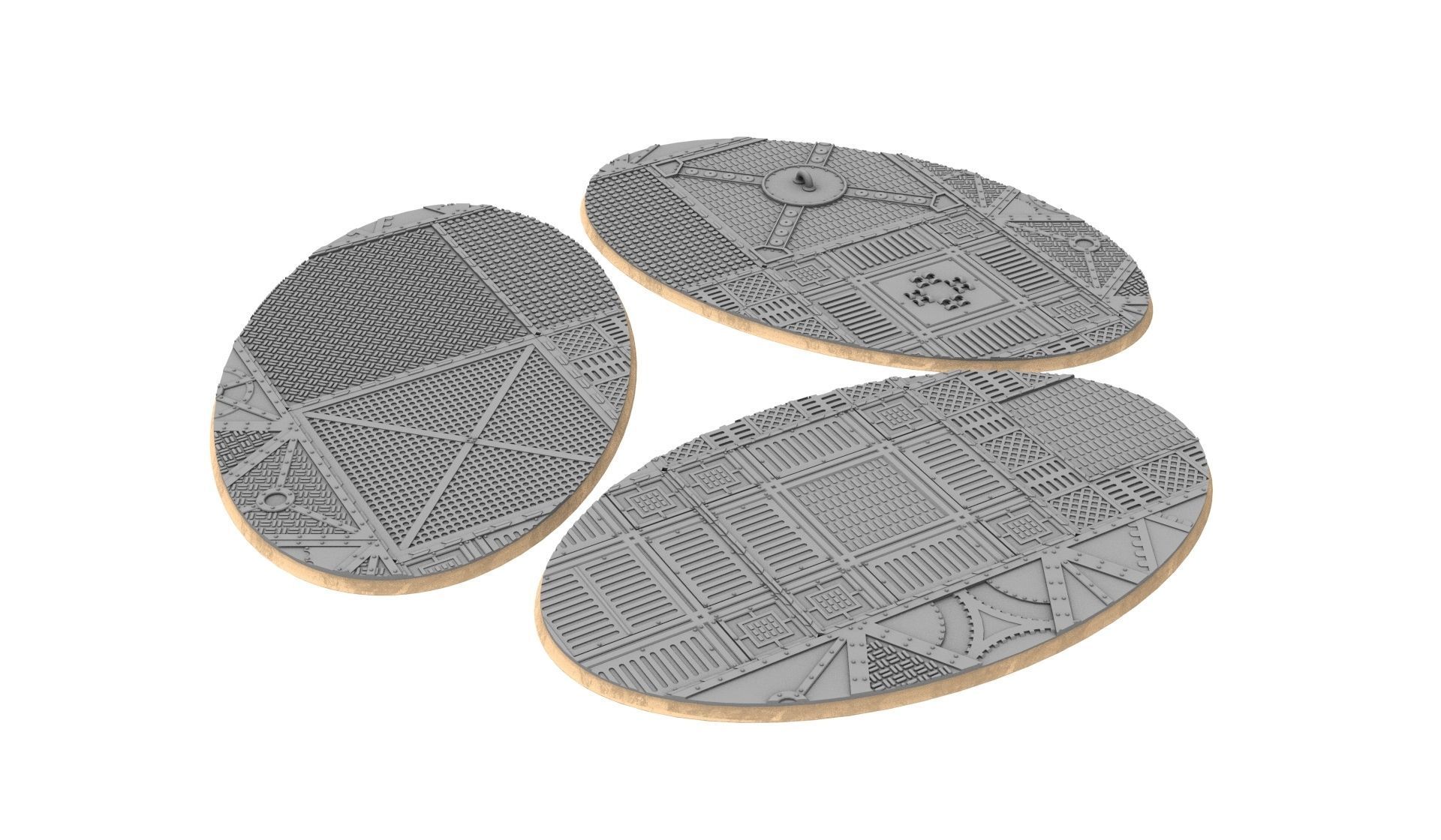 x1000 Round Oval Square Rectangular Hexagonal industrial bases 3D print model_10