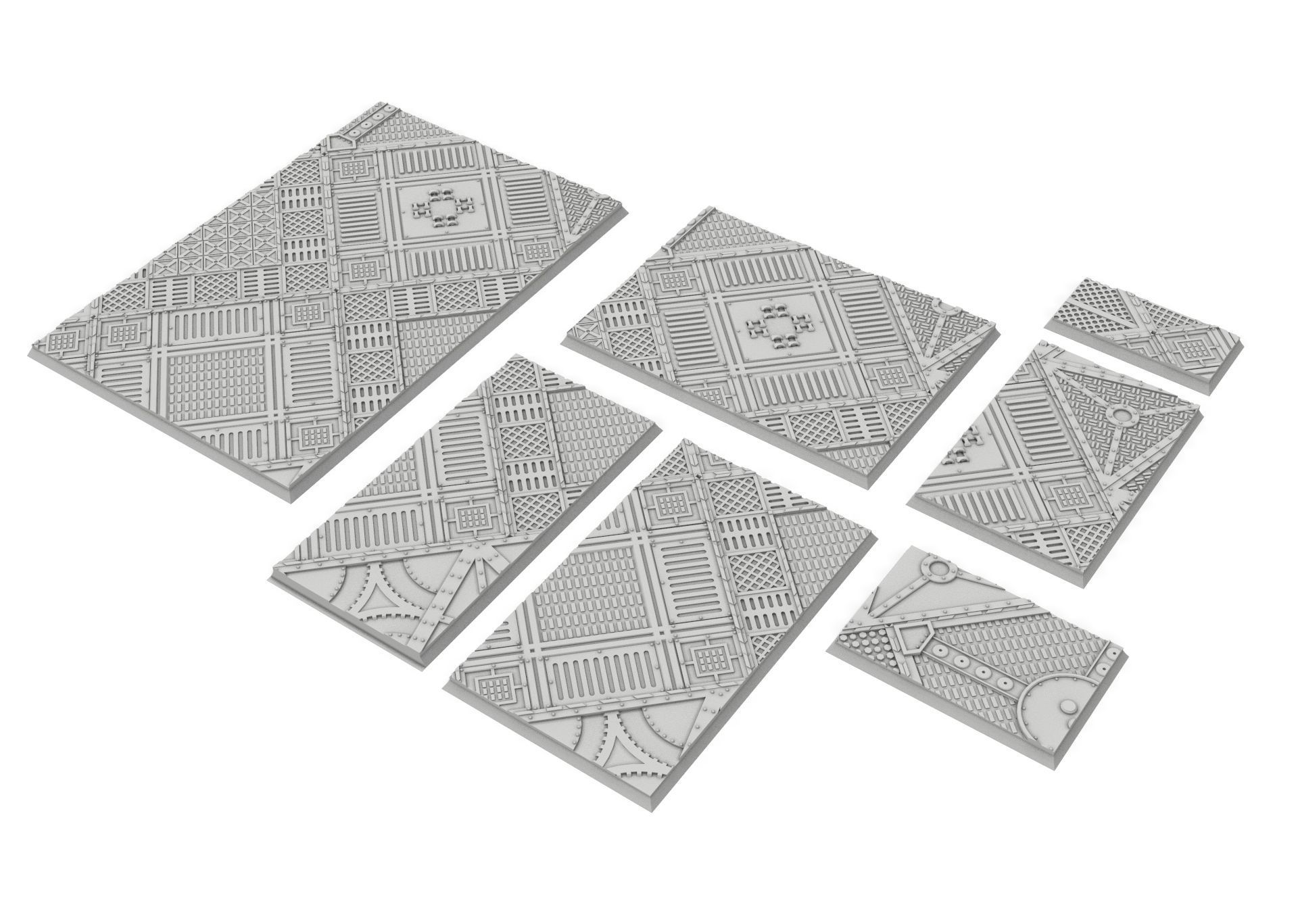 x1000 Round Oval Square Rectangular Hexagonal industrial bases 3D print model_5