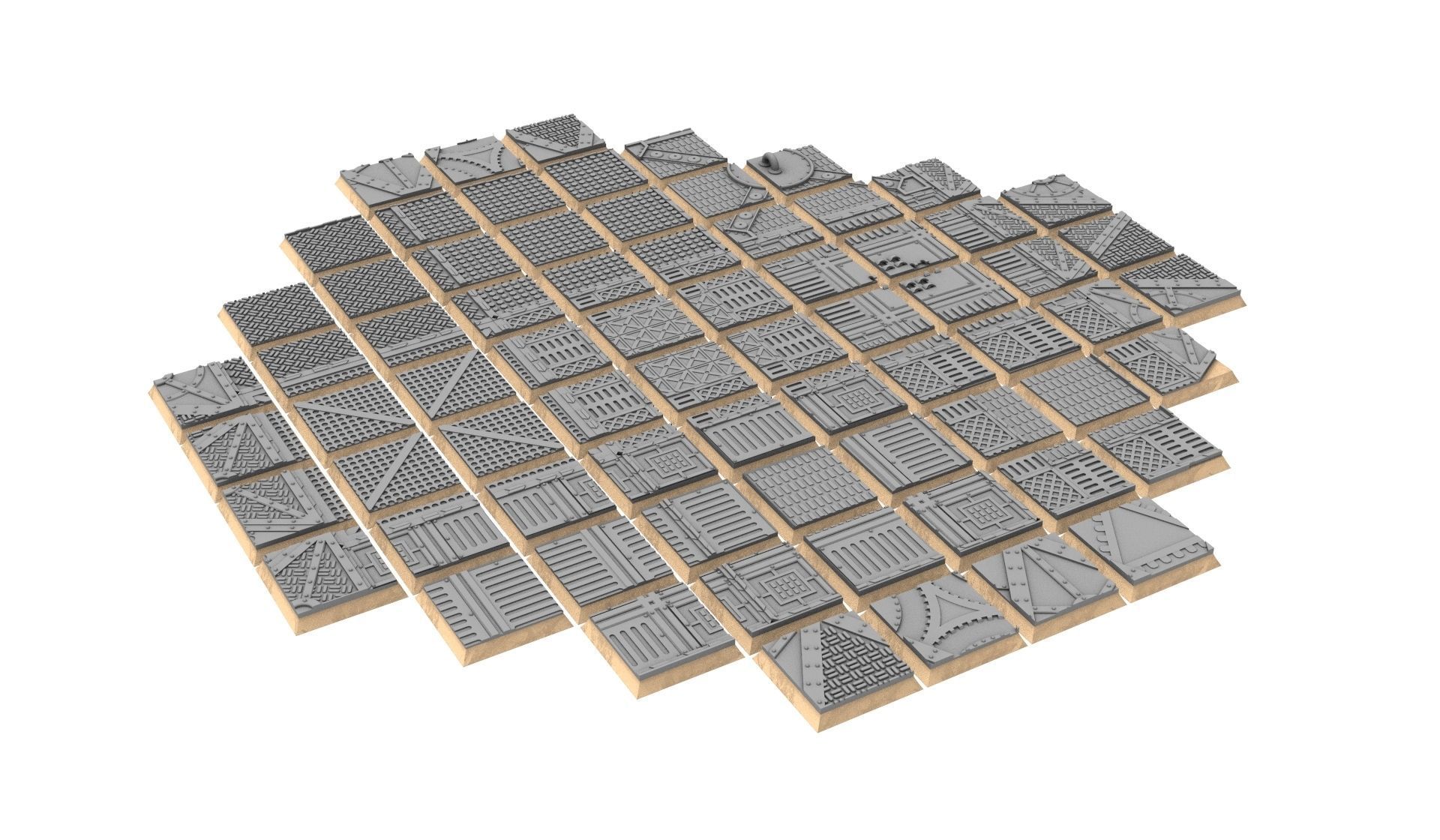 x1000 Round Oval Square Rectangular Hexagonal industrial bases 3D print model_32