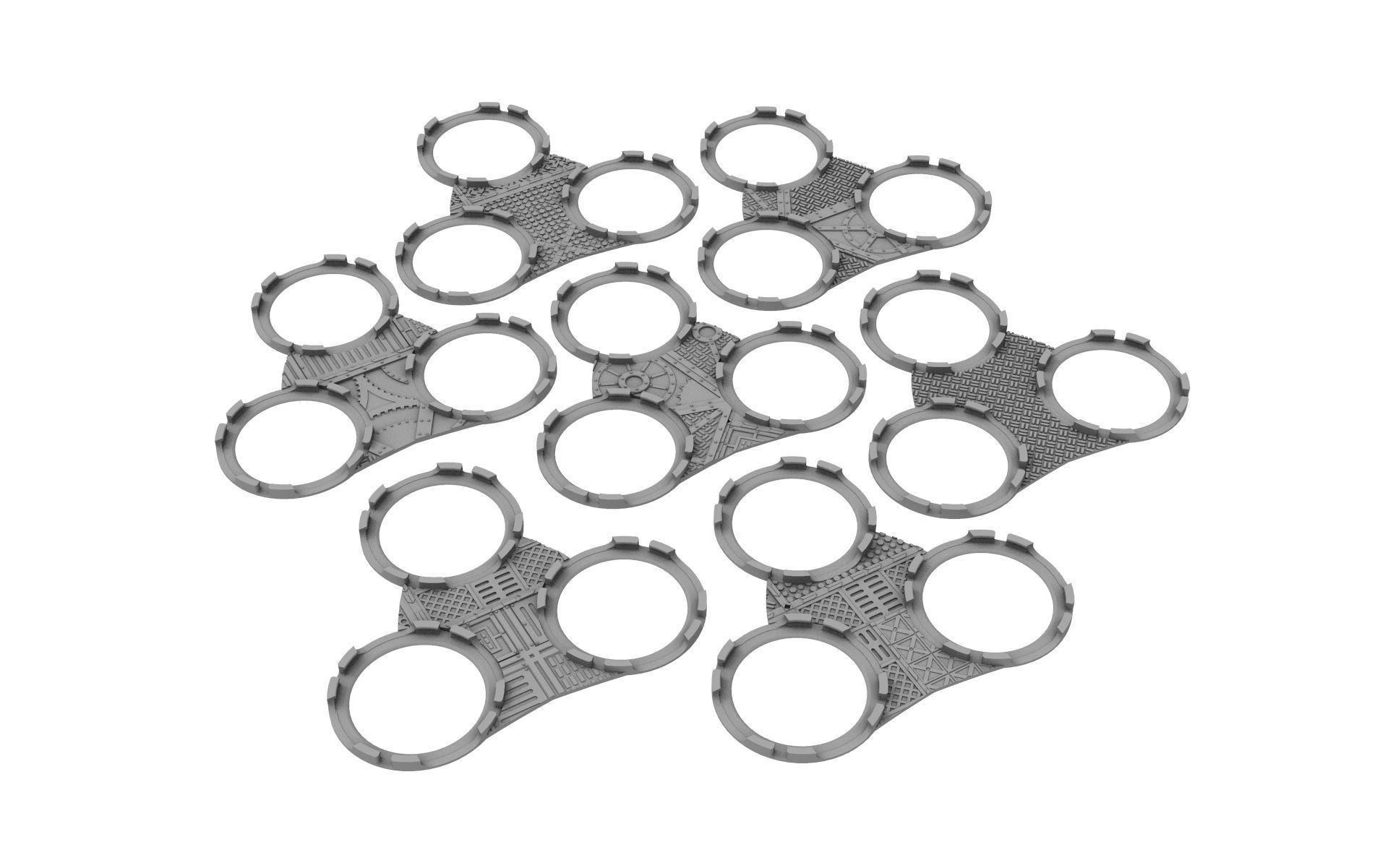 x1000 Round Oval Square Rectangular Hexagonal industrial bases 3D print model_44