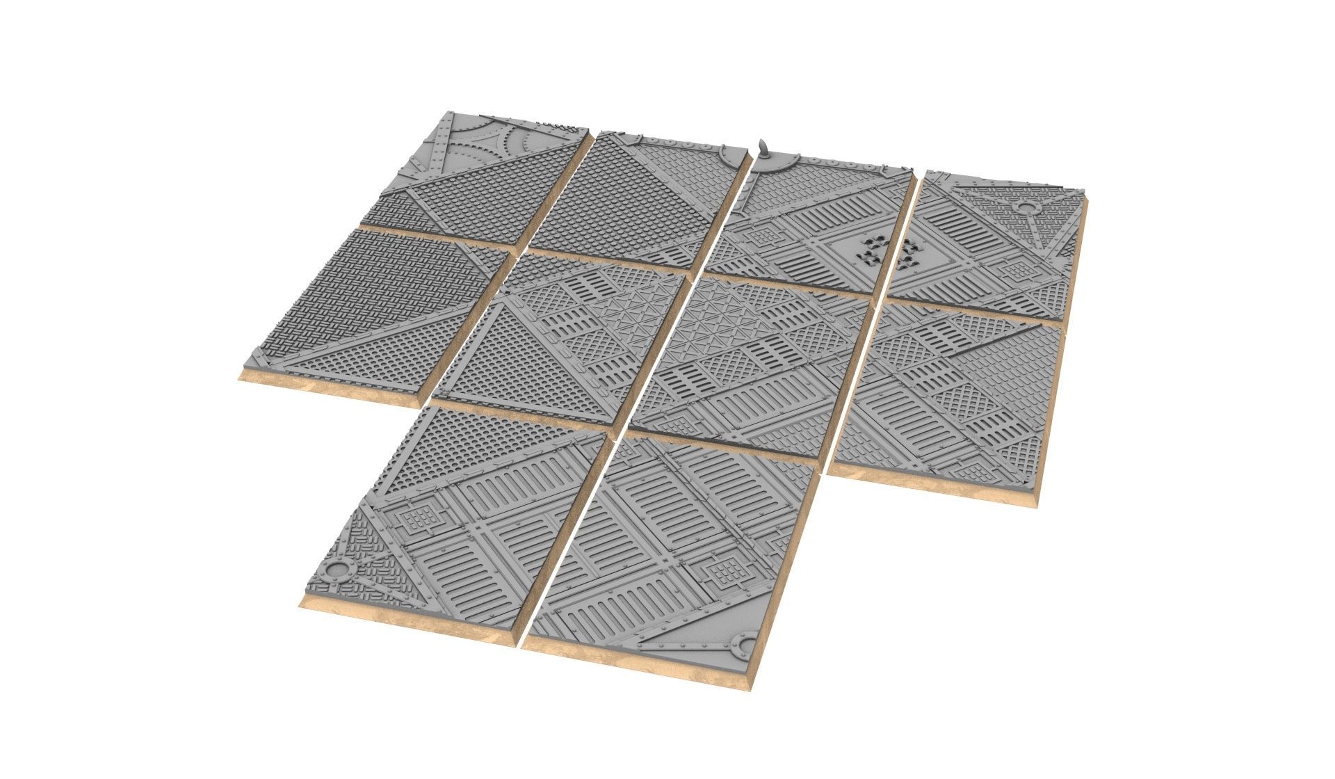 x1000 Round Oval Square Rectangular Hexagonal industrial bases 3D print model_37