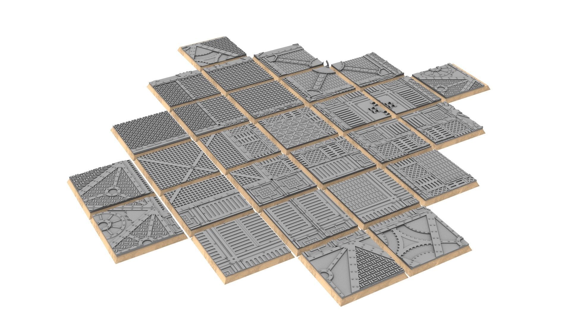 x1000 Round Oval Square Rectangular Hexagonal industrial bases 3D print model_31