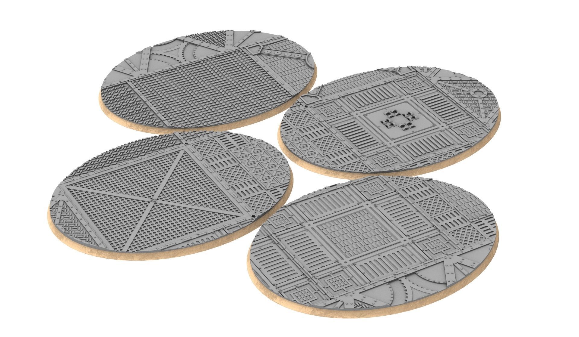 x1000 Round Oval Square Rectangular Hexagonal industrial bases 3D print model_7