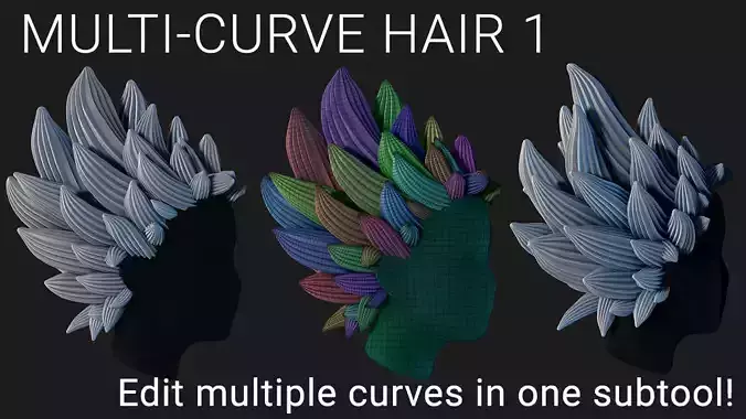 Multi-Curve Hair 1 3D model
