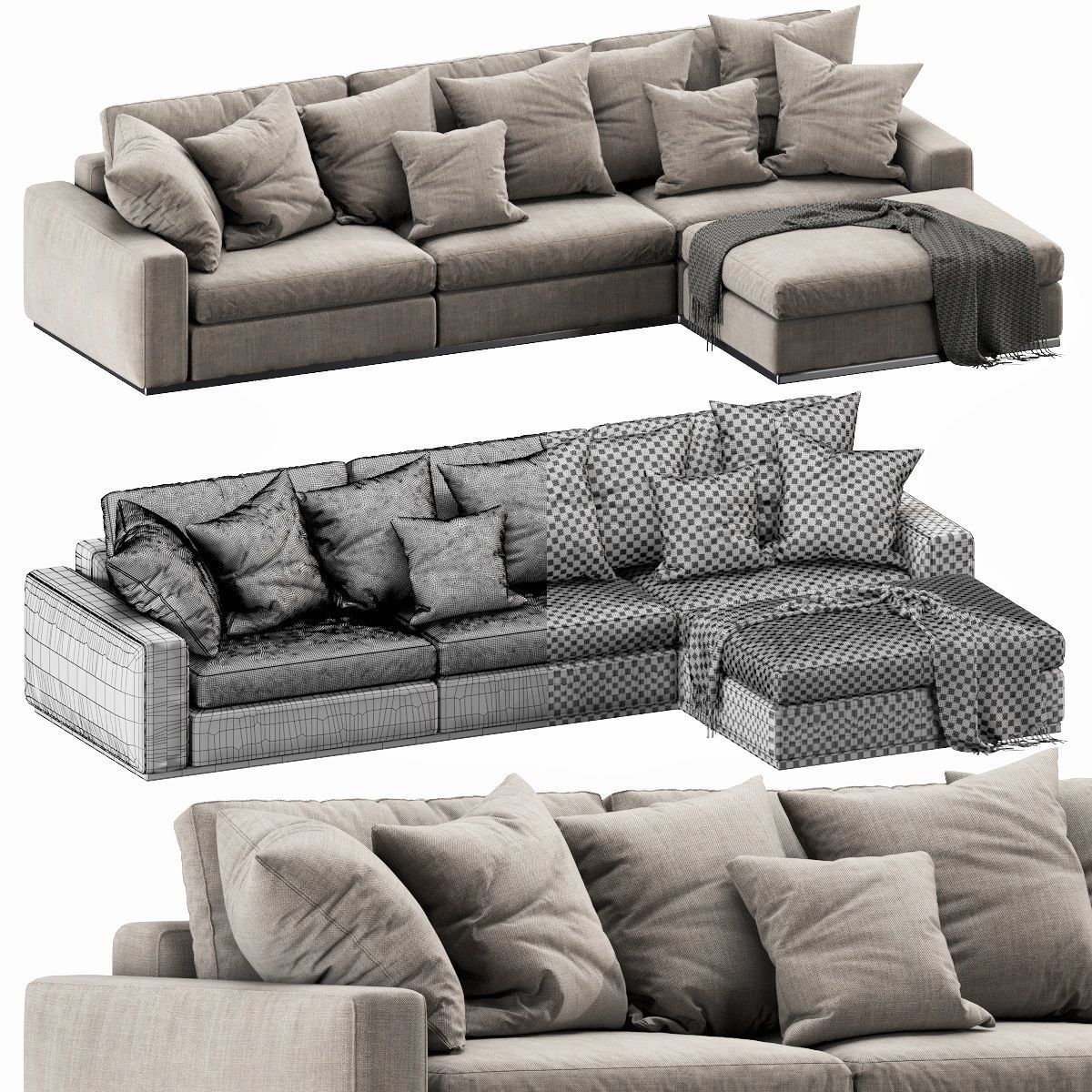 Flexform Beauty Chaise Lounge 3D model_7