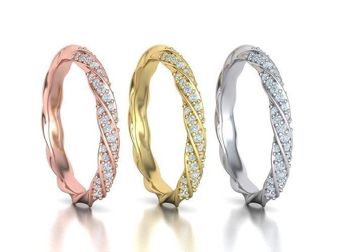 Diamond Band ring Spiral design match band ring 3D print model