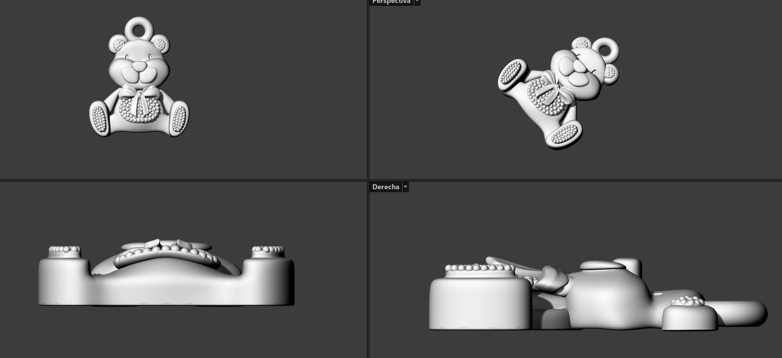 Teddy bear pendant 3D print model_5