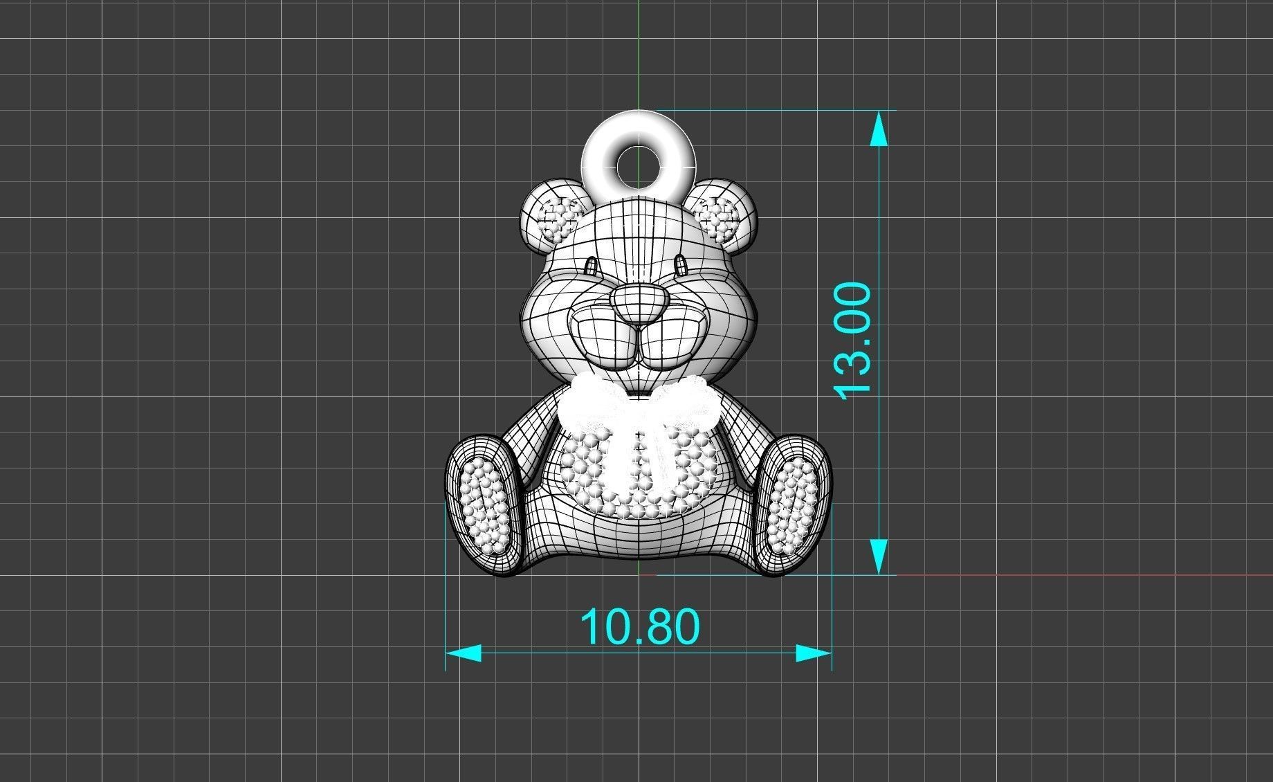 Teddy bear pendant 3D print model_15