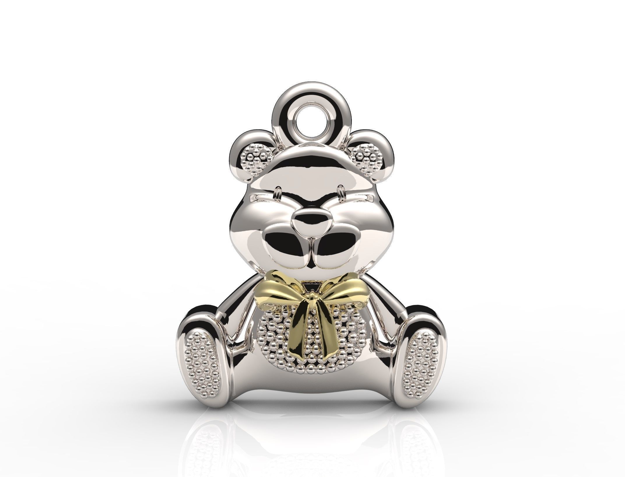 Teddy bear pendant 3D print model_7
